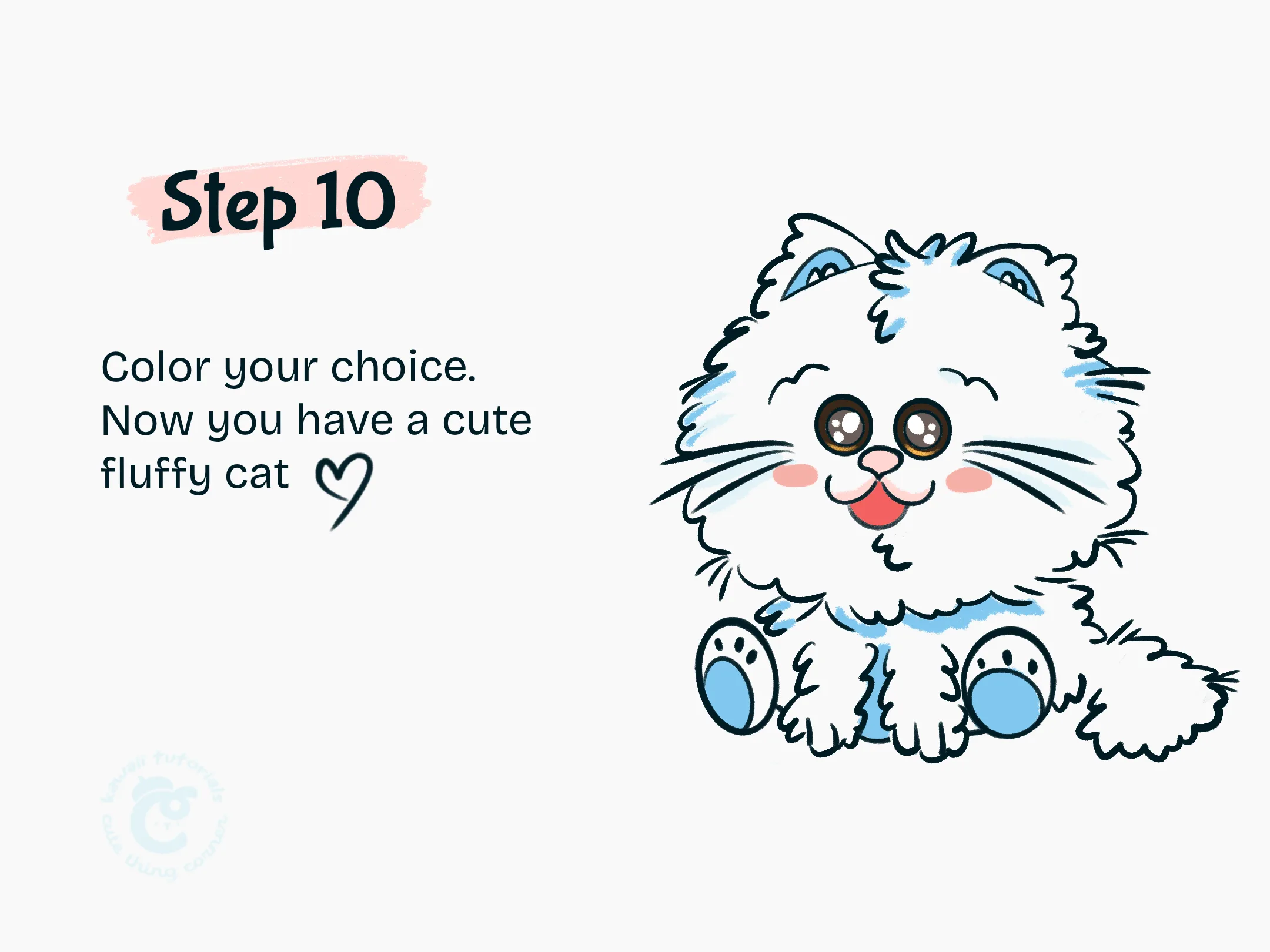 Step 10 Color Fluffy Cat