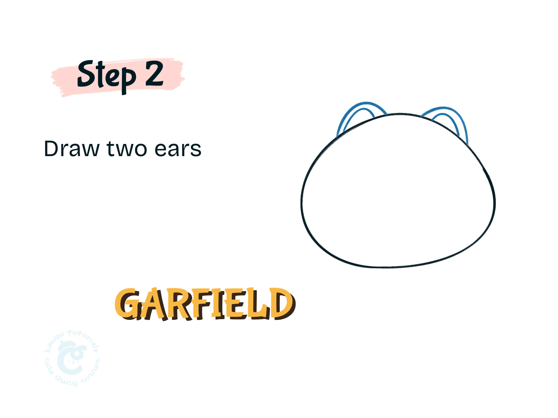 Drawing two ears of Disgusting Garfield