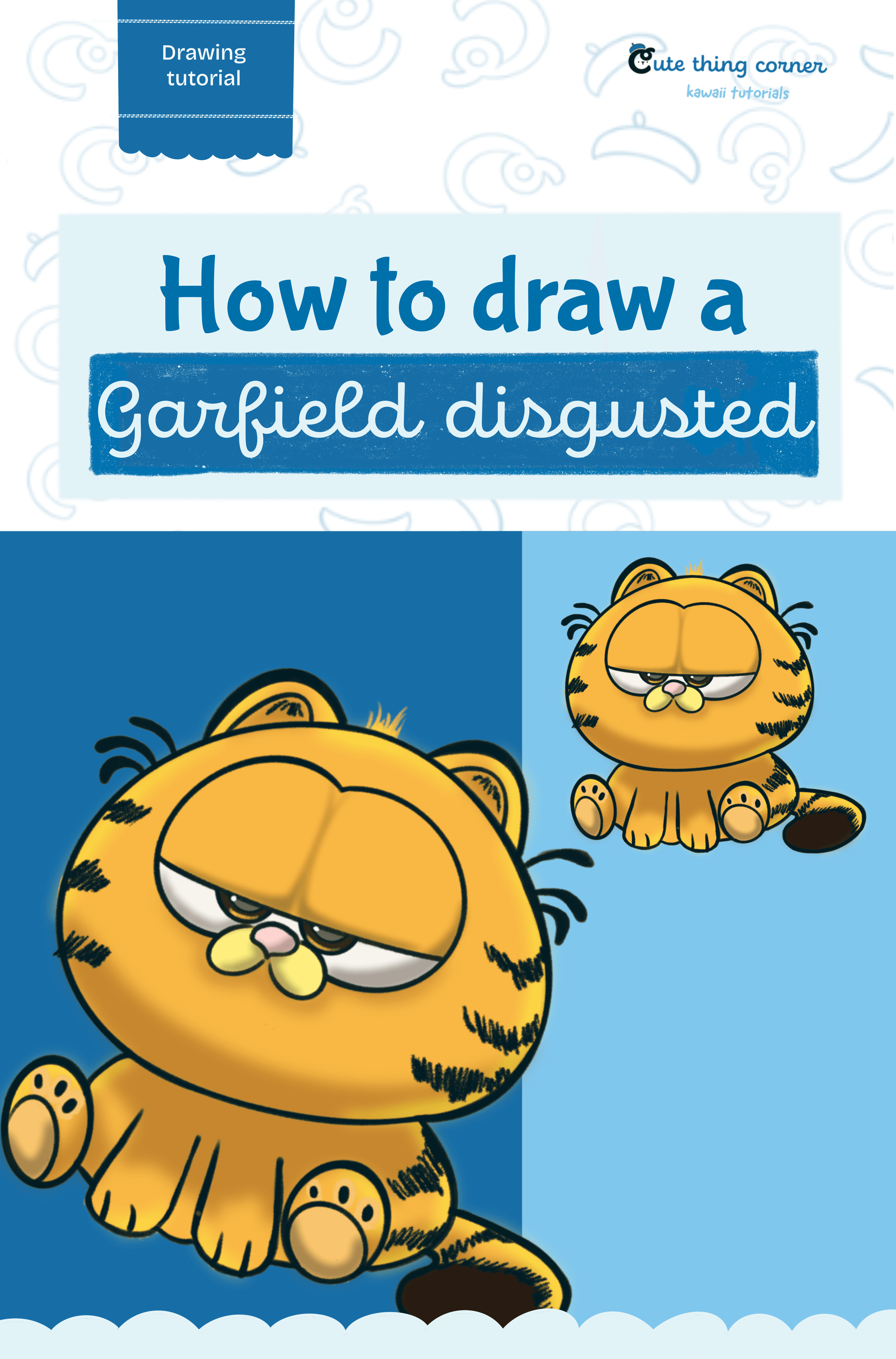 How to Draw a Baby Garfield Disgusted (Step-by-step)