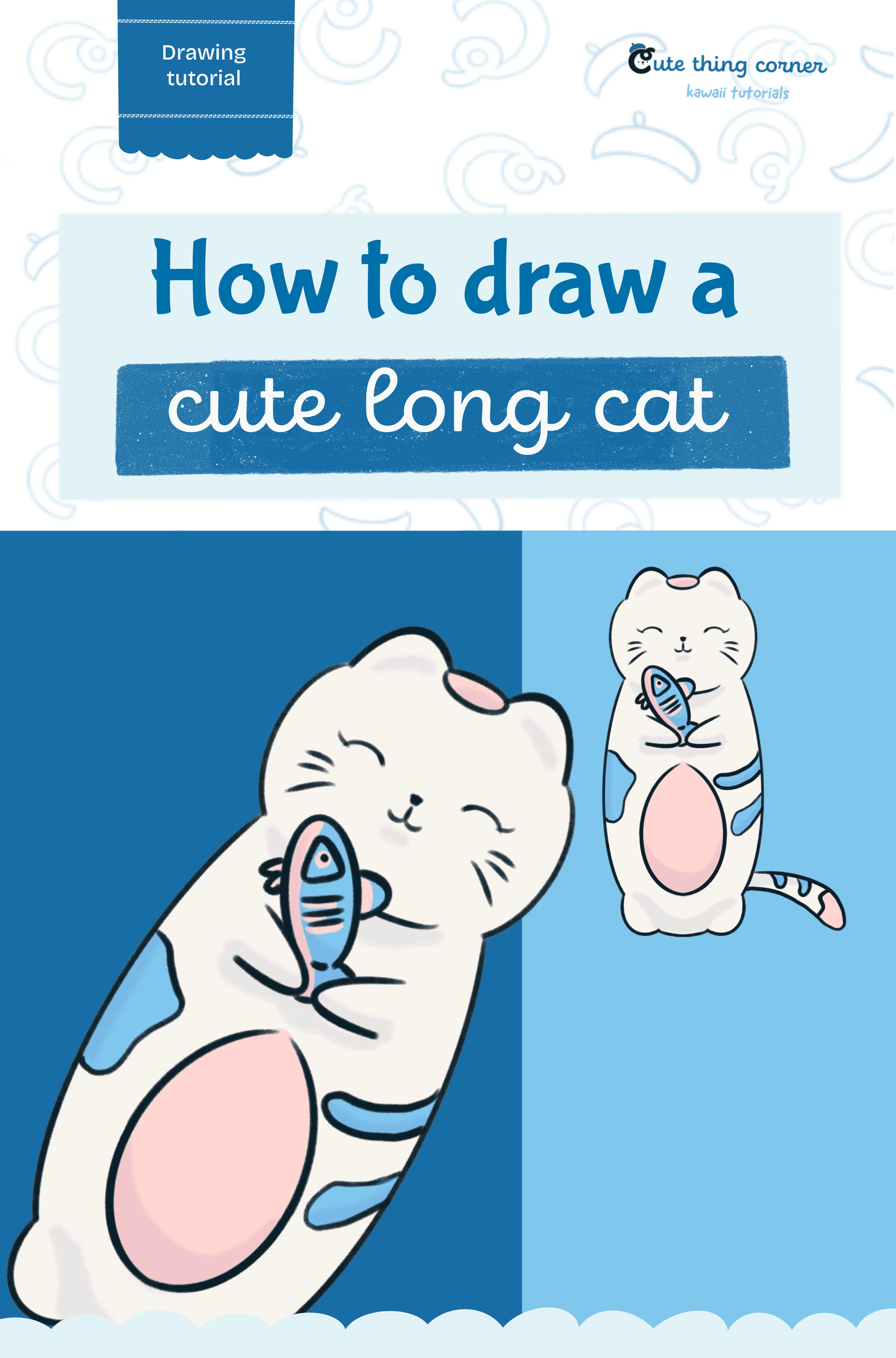 How to Draw a Kawaii Long Cat (Step-by-step)