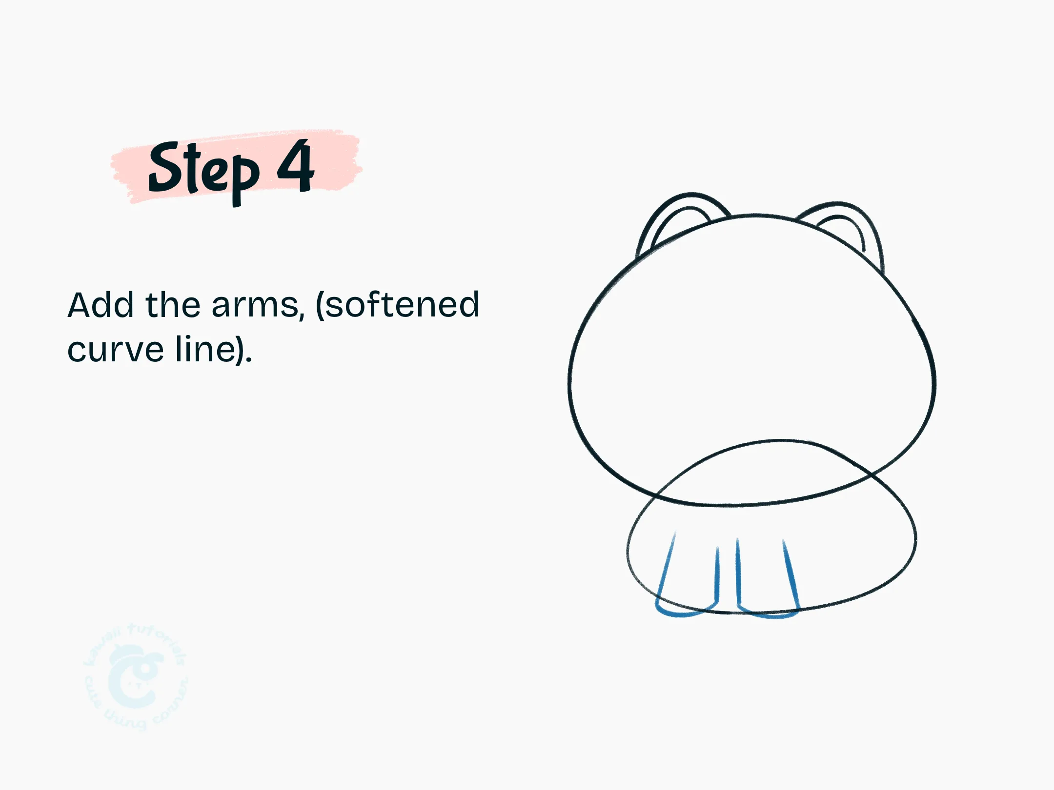 Step 4 Add the arms for kawaii fluffy cat