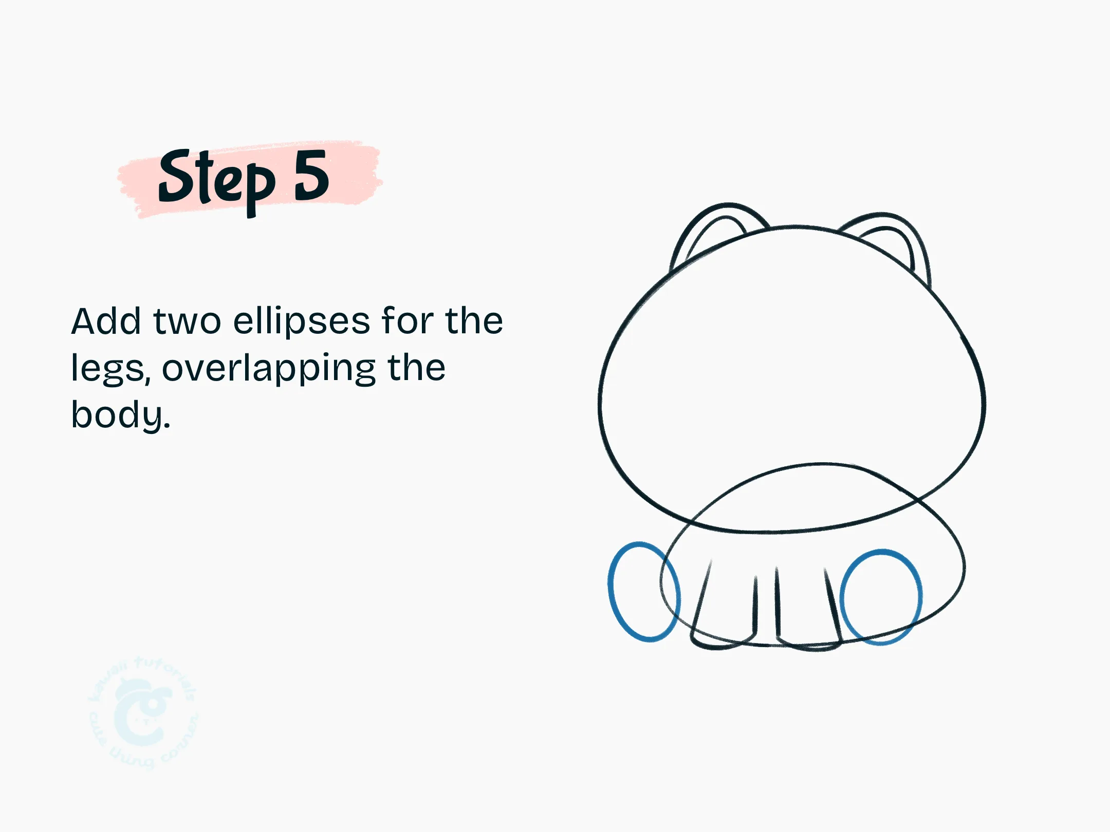 Step 5 Add two ellipses for Fluffy Cat legs