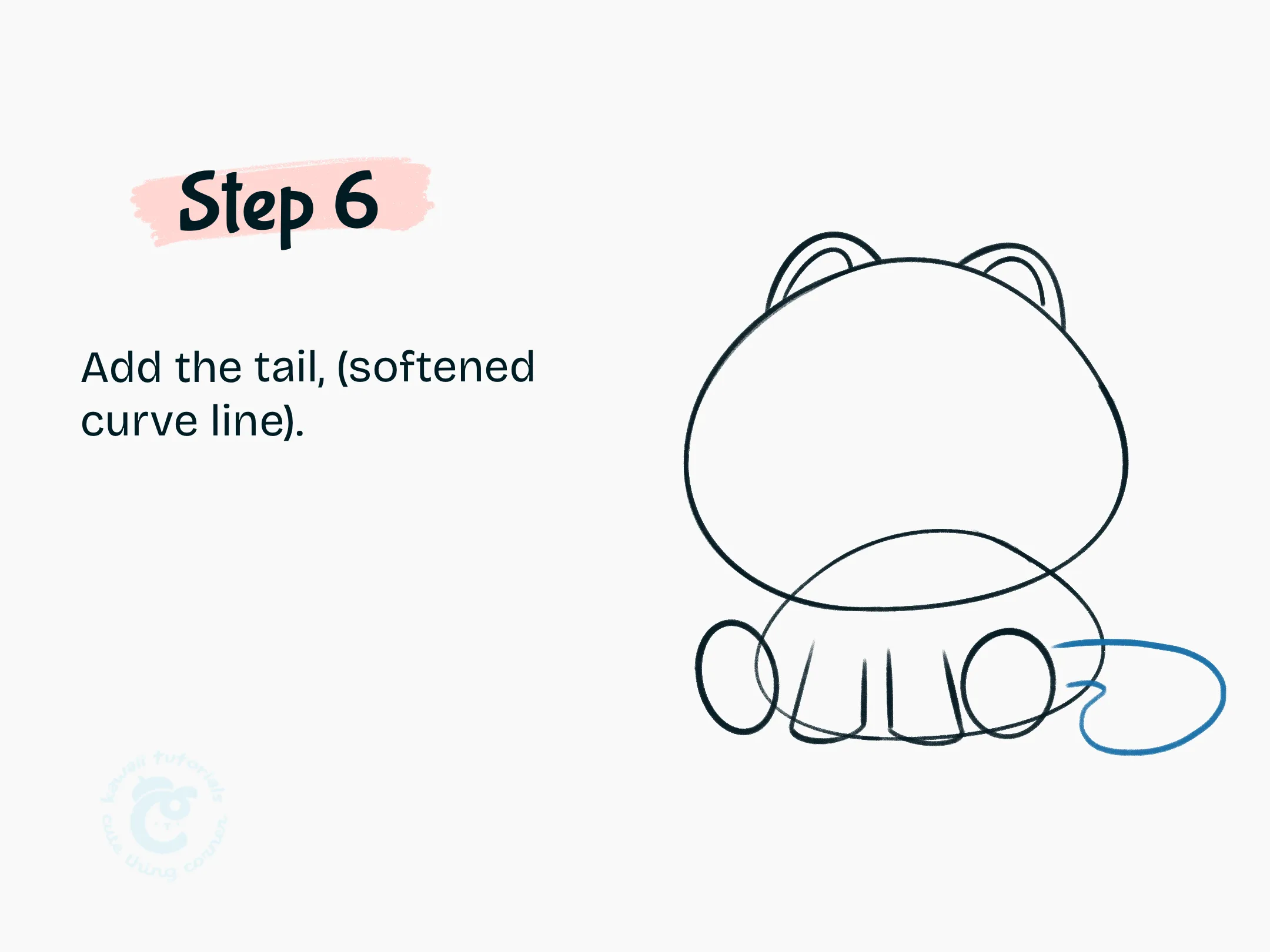 Step 6 Drawing the Fluffy Cat tail