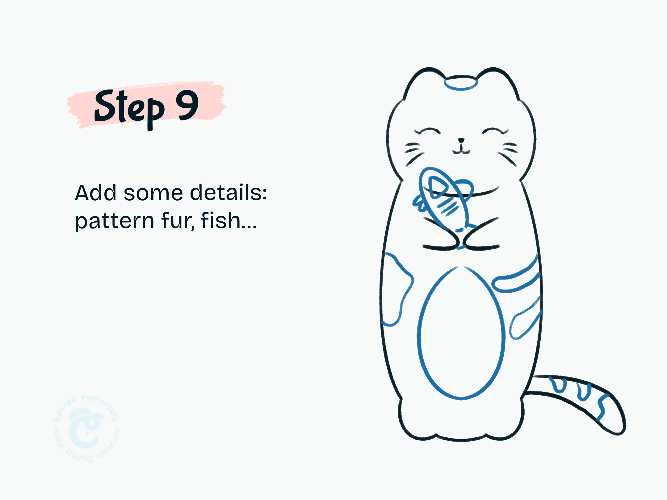 Step 9 Add some details pattern fur, fish