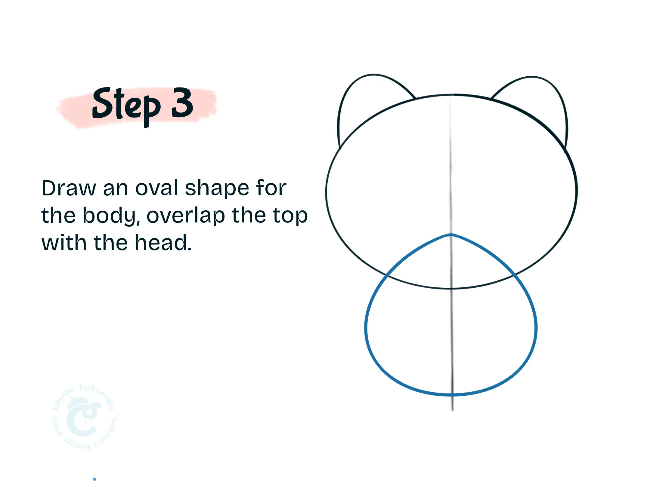 Drawing-an-oval-shape- for-the-kawaii-cat-body.