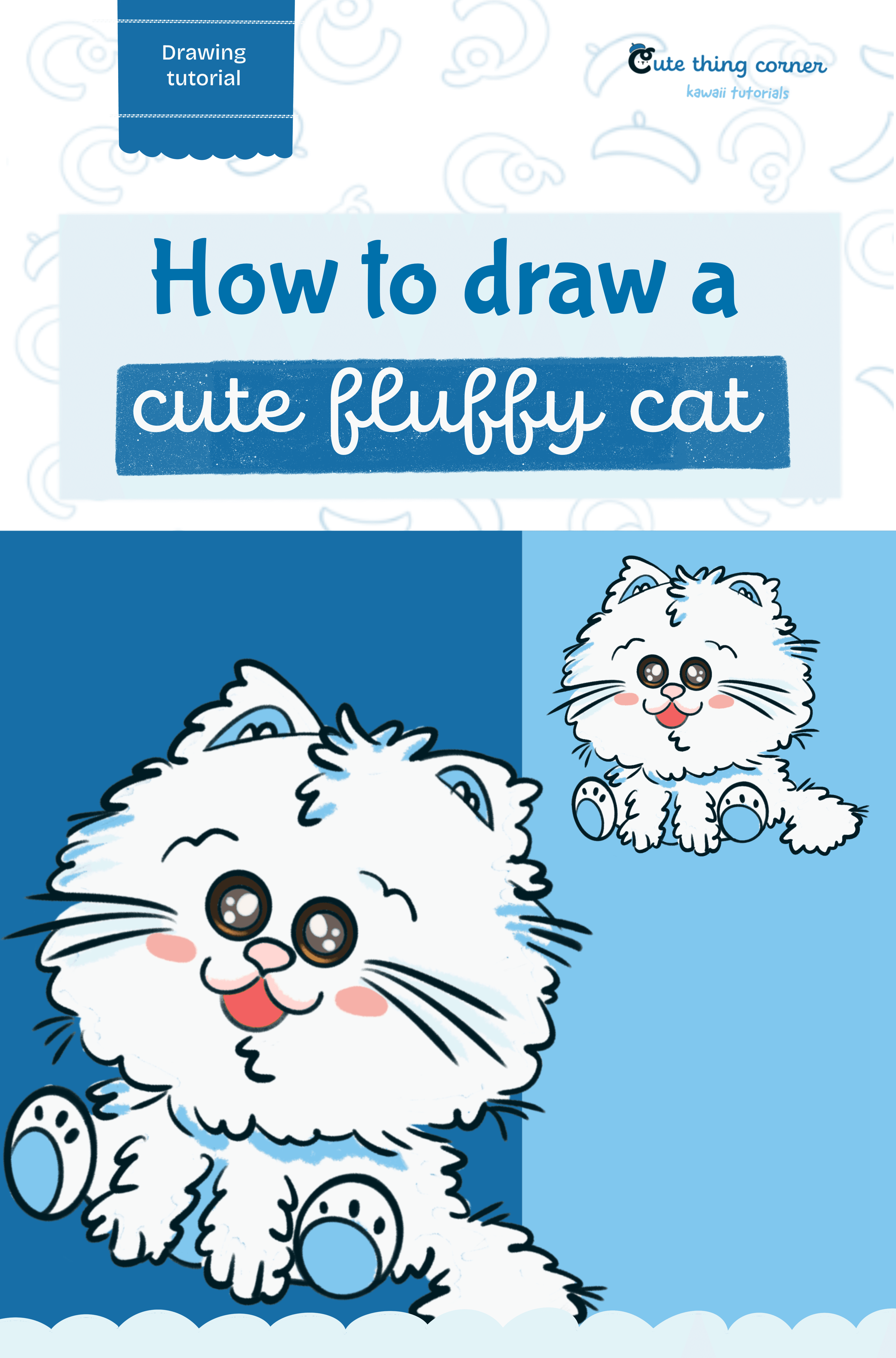 How to Draw a cute Fluffy Cat (Step-by-step)