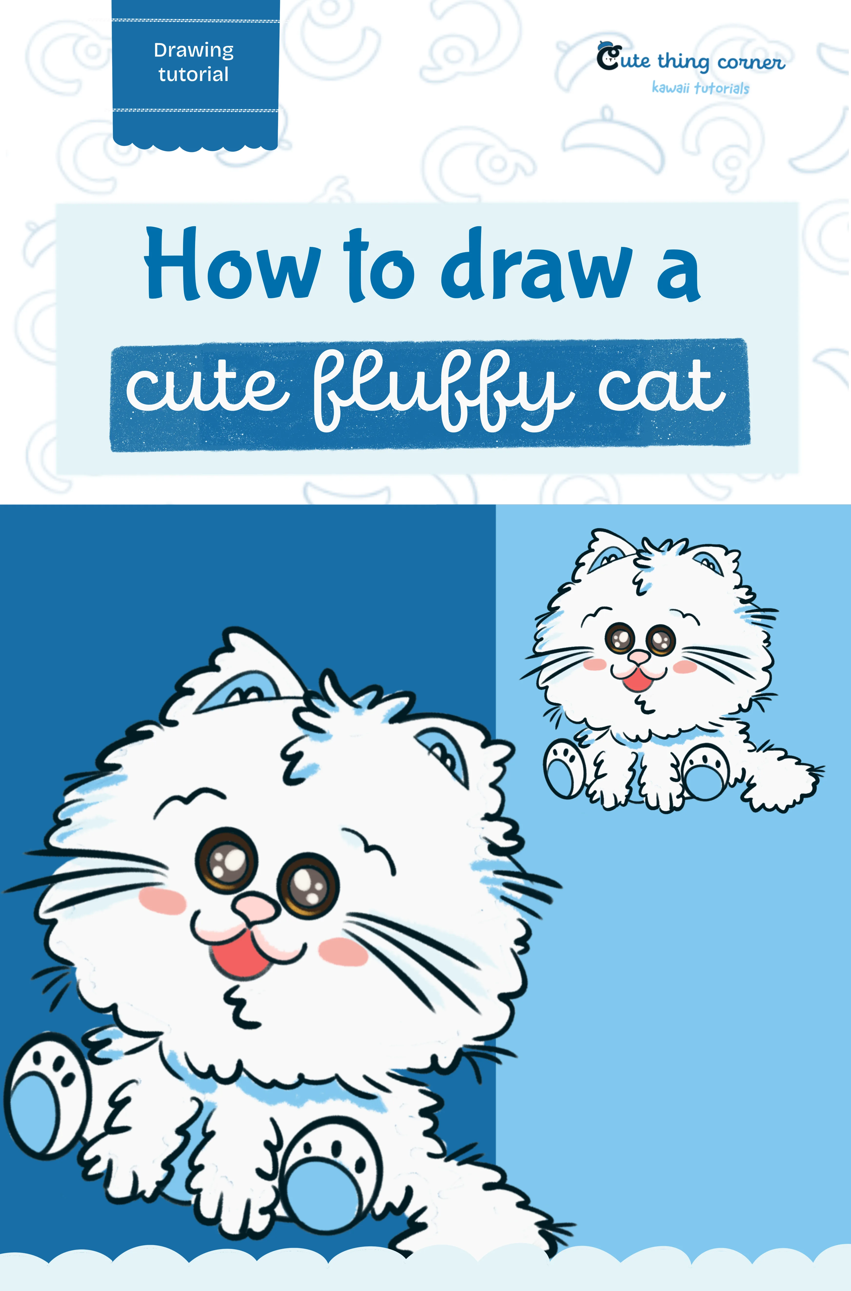 How to draw a cute fluffy cat