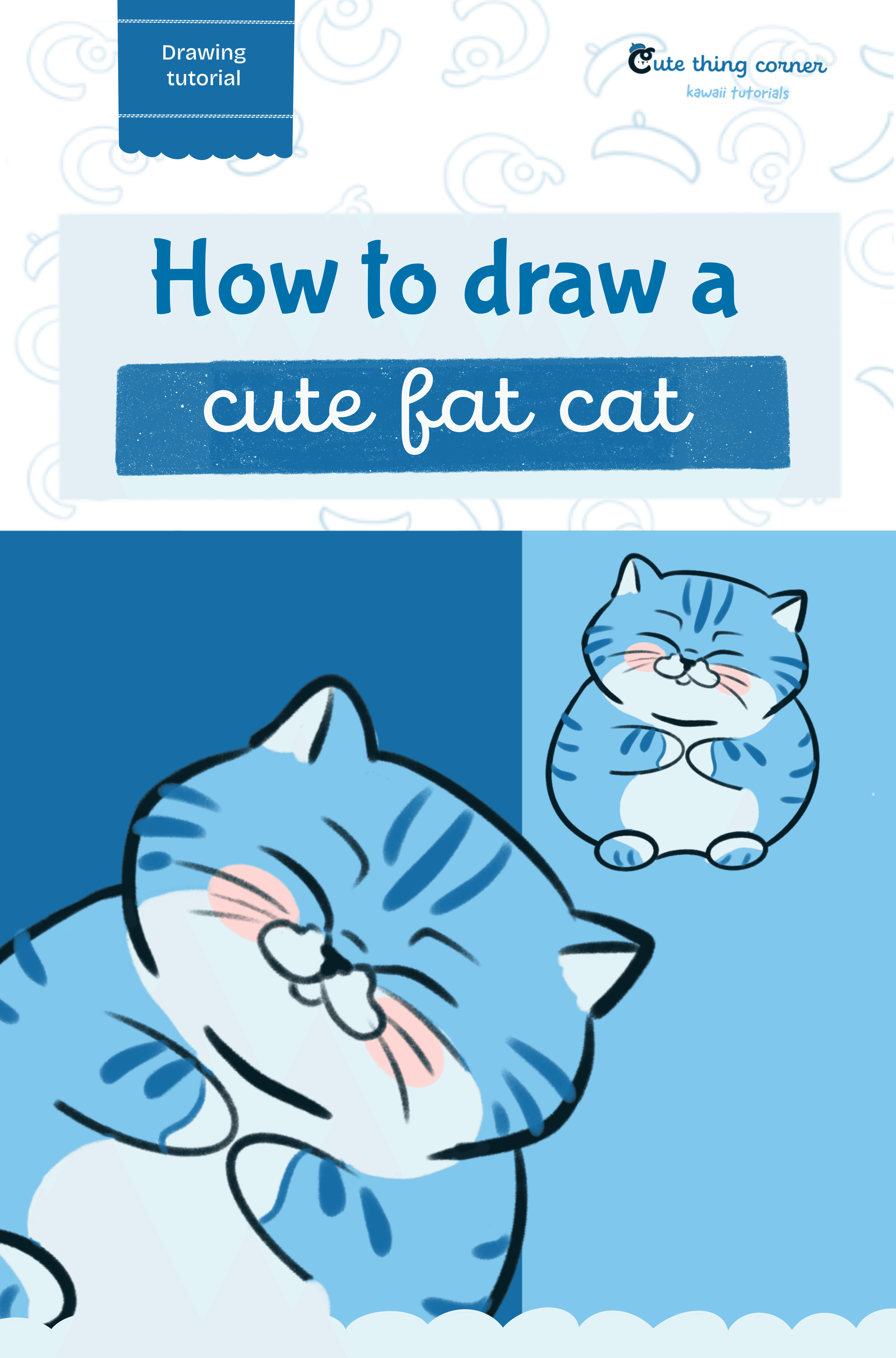 How to draw a Cute Fat Cat (Step-by-step)