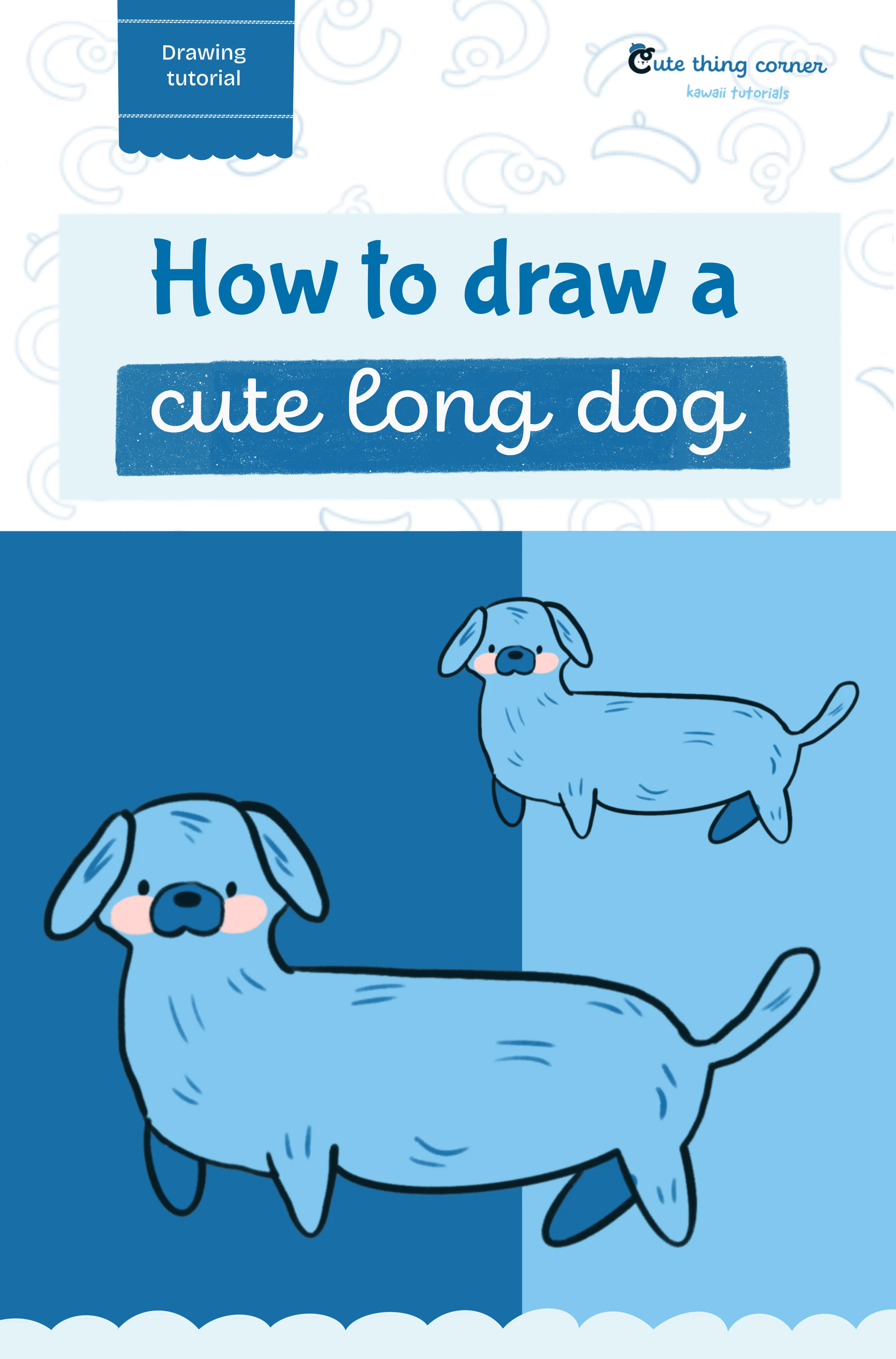 How to draw a cute long dog
