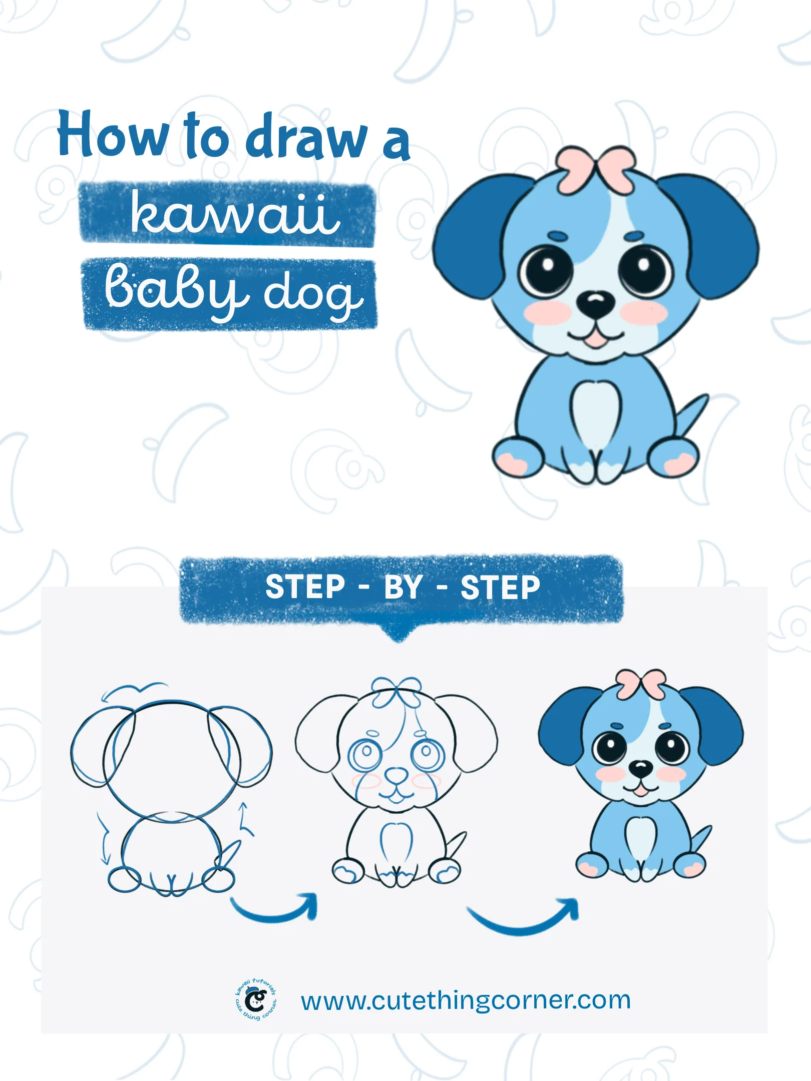 How to draw a kawaii baby dog