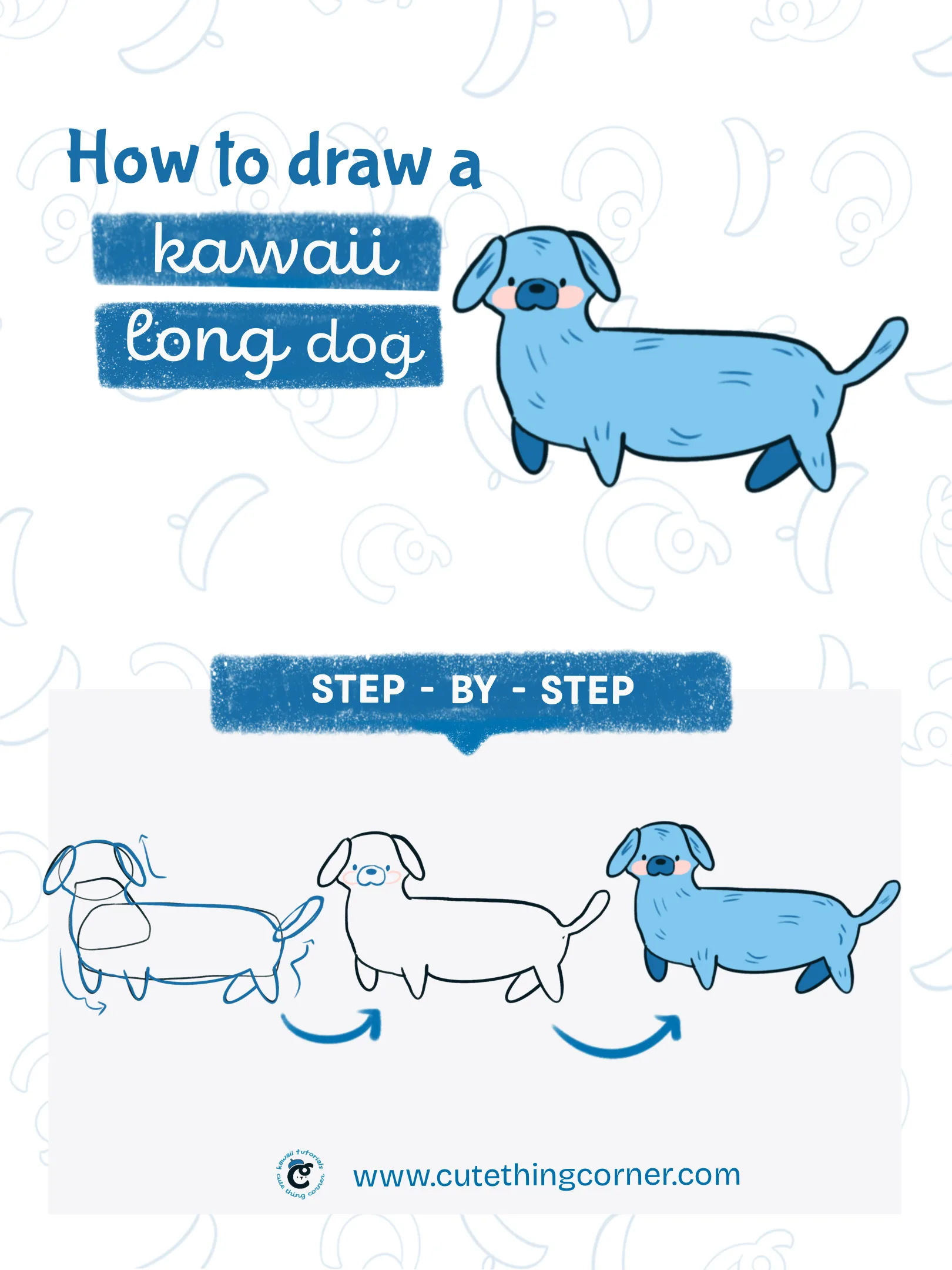 How to draw a kawaii long dog