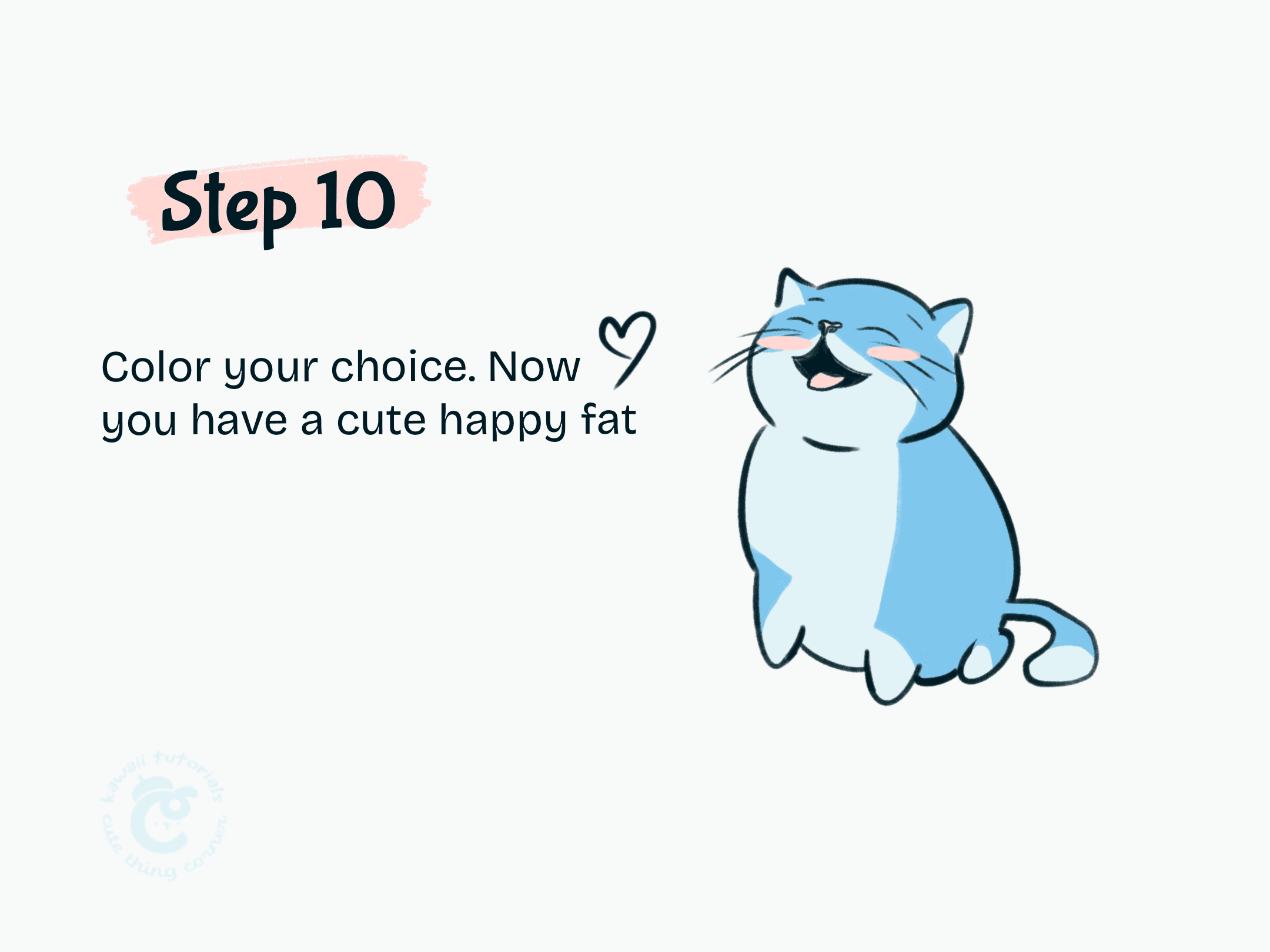 Step 10 Color kawaii happy cat