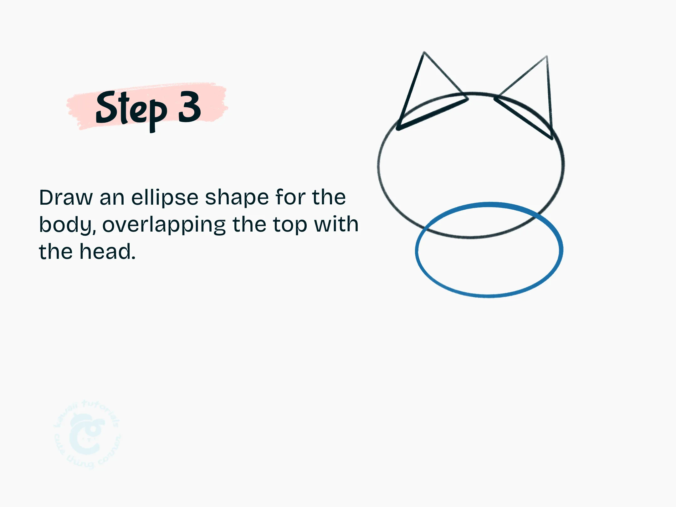 Step 3 Draw an ellipse shape for the body,