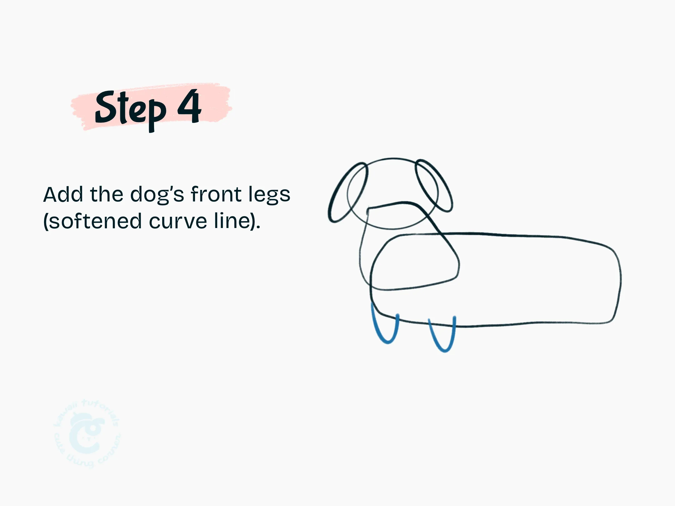 Step 4 Add the dog's front legs