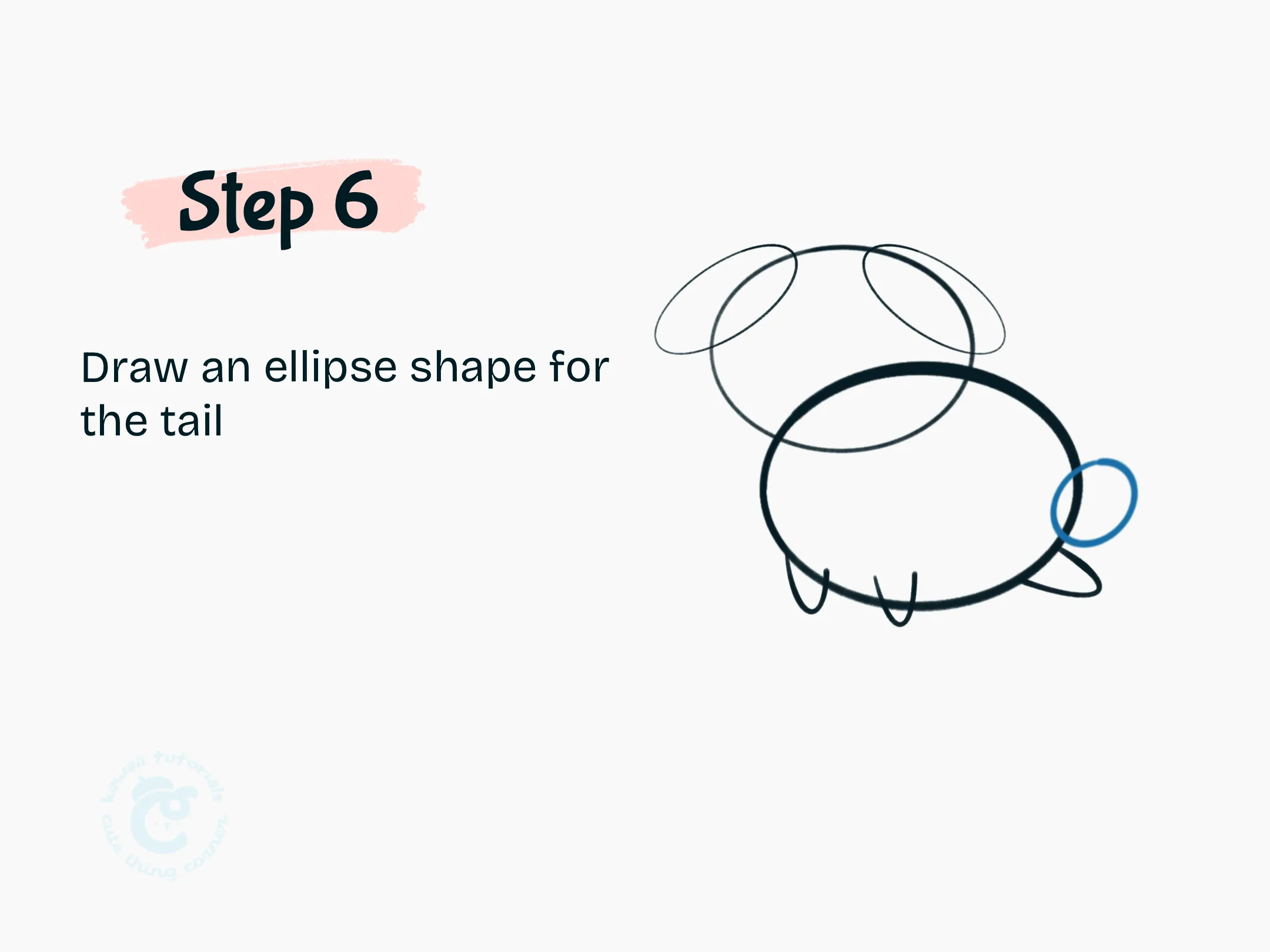 Step 6 Draw an ellipse shape for the tail