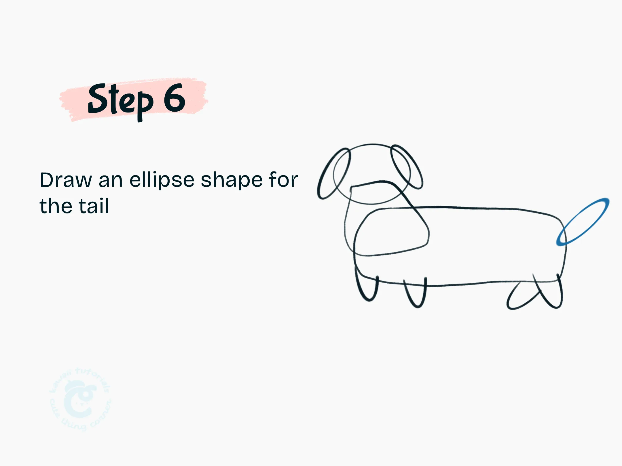 Step 6 Draw an ellipse shape for the tail