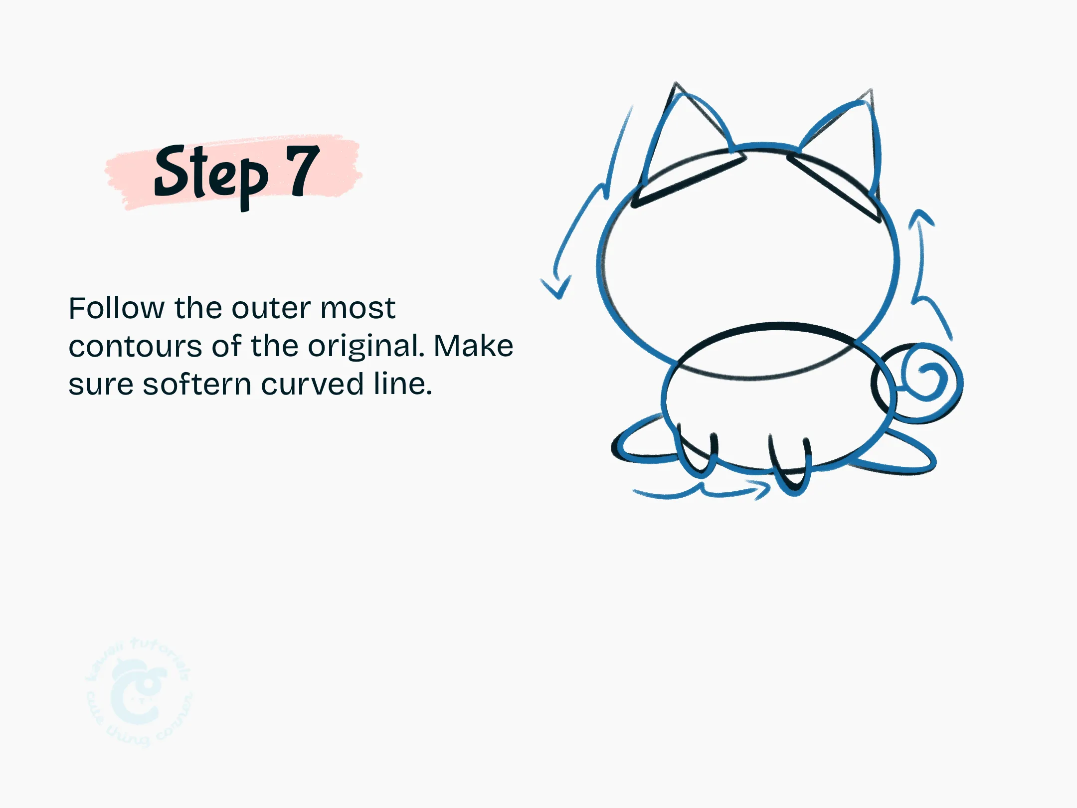 Step 7 Follow the outer most contours of the original of the dog