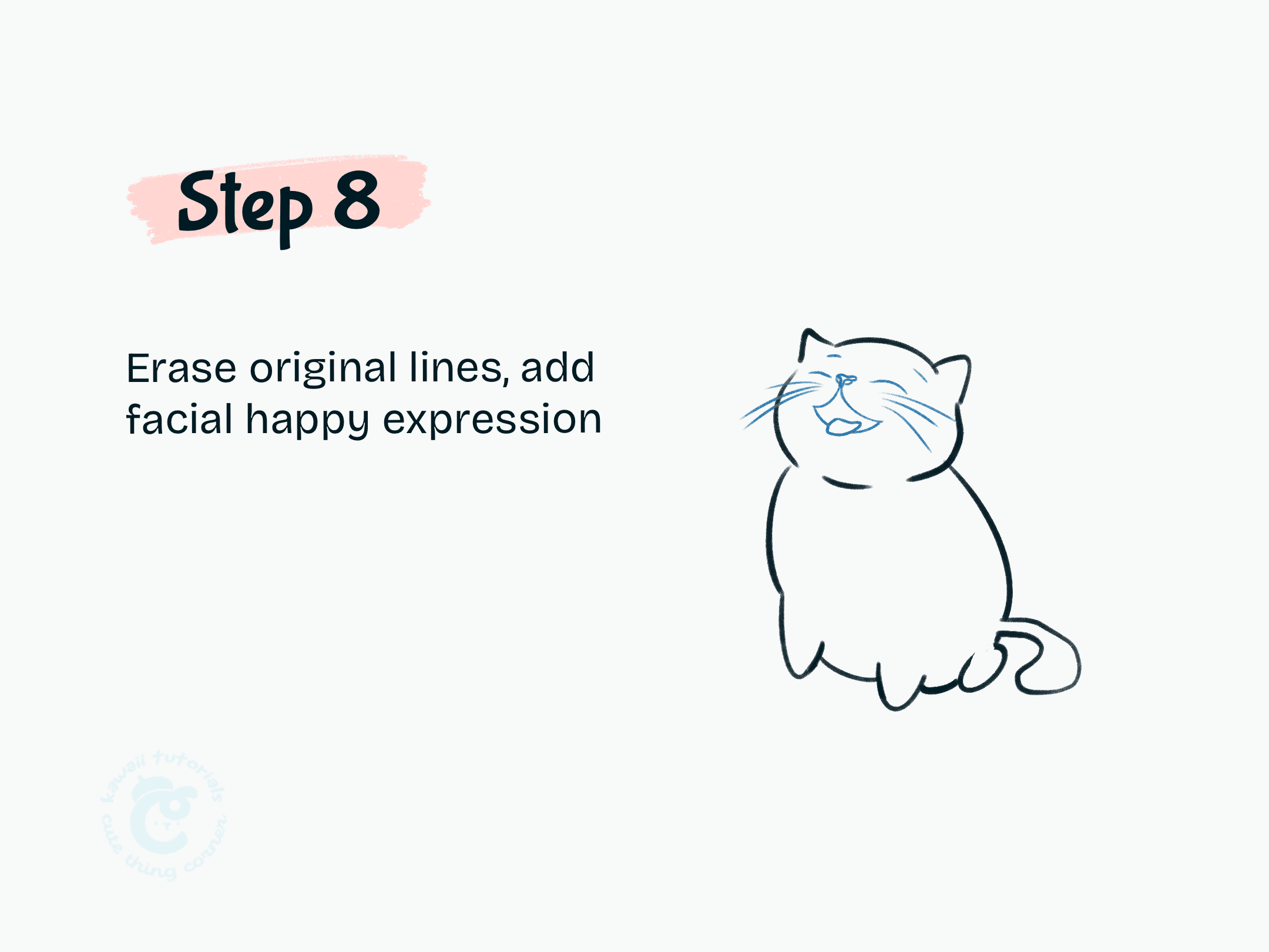 Step 8 Erase original lines and add facial happy expression