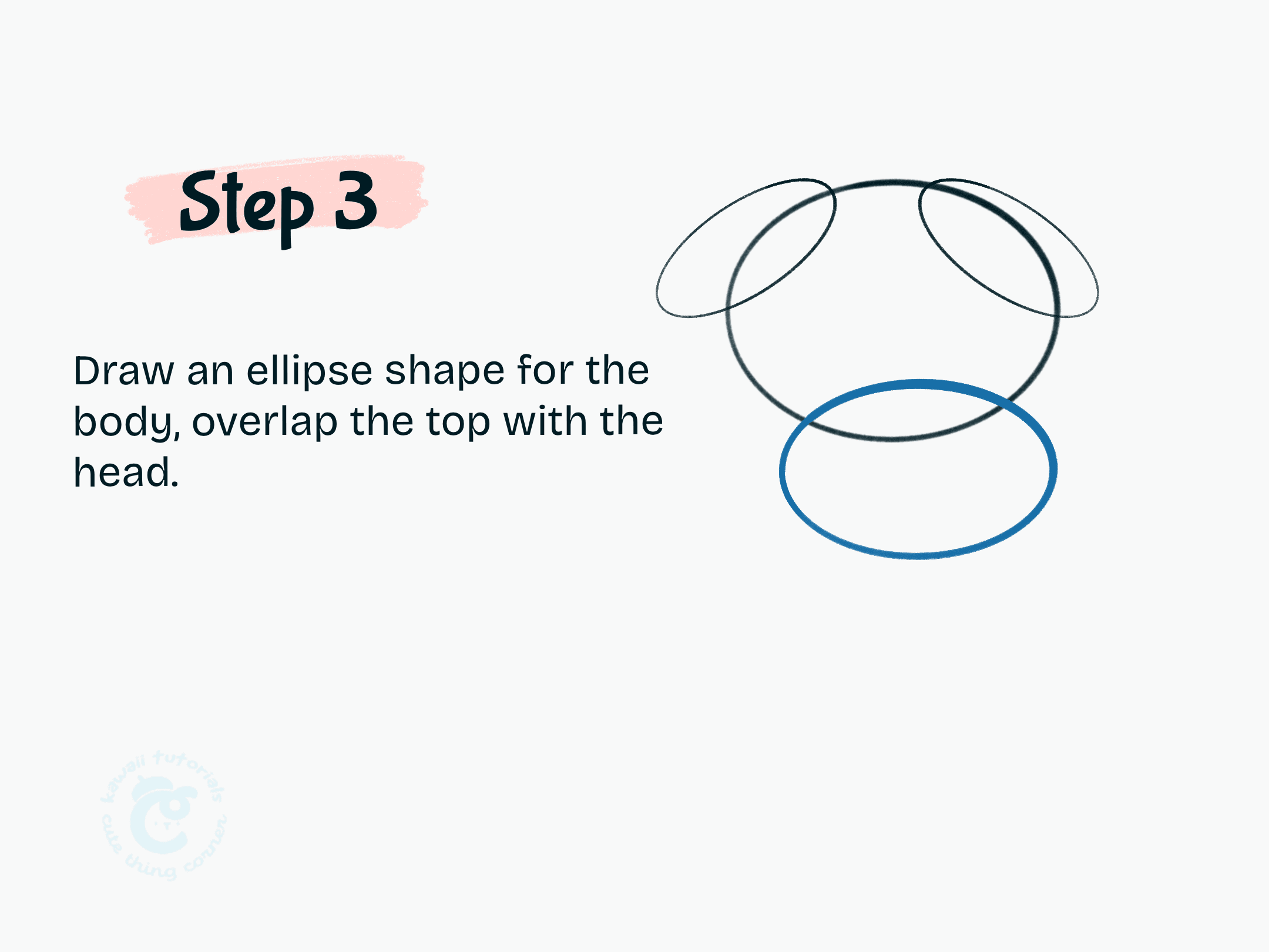 Step 3 Drawing an ellipse shape for the body