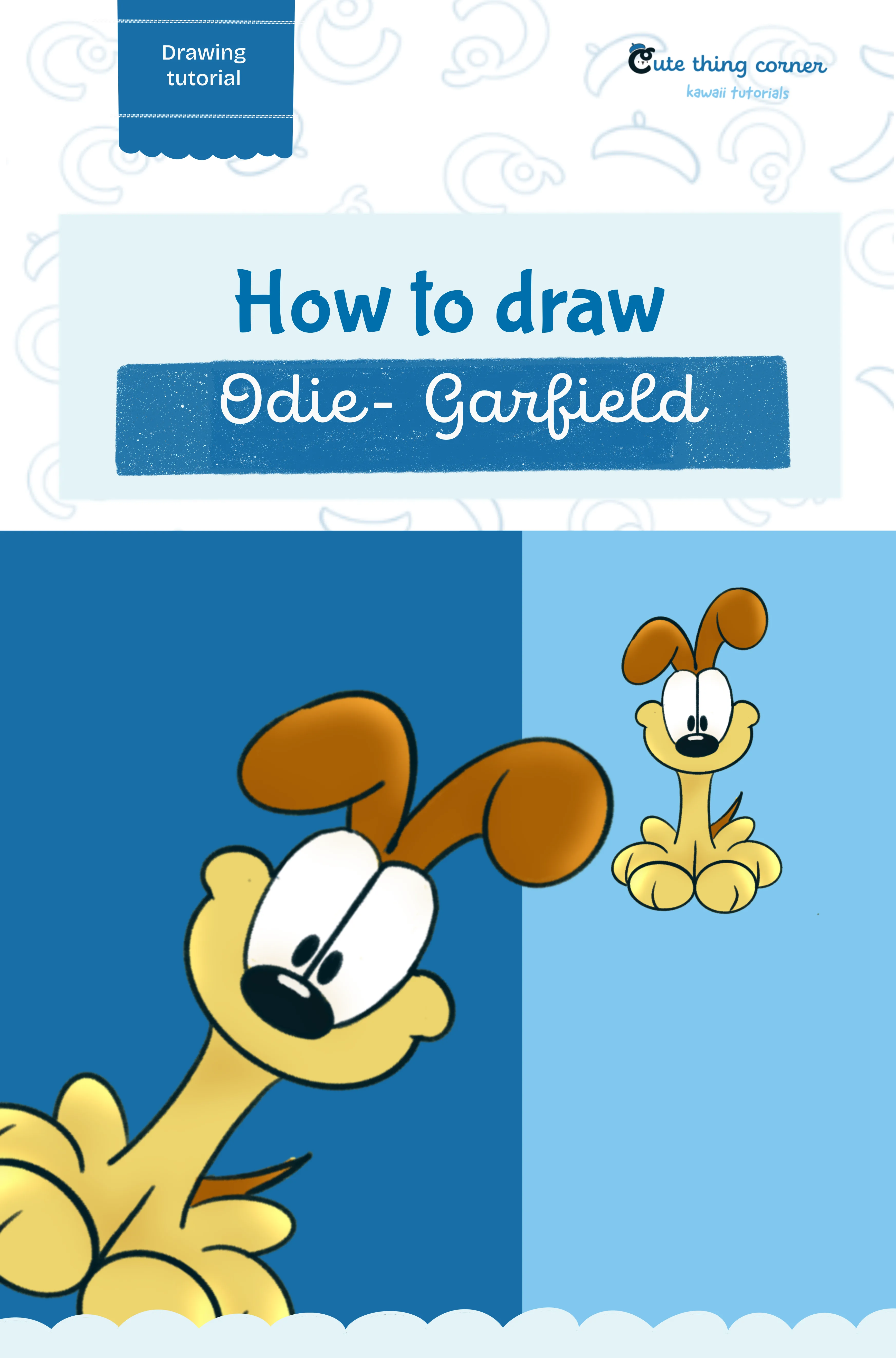 How to draw Odie the dog from Garfield (Step-by-step)
