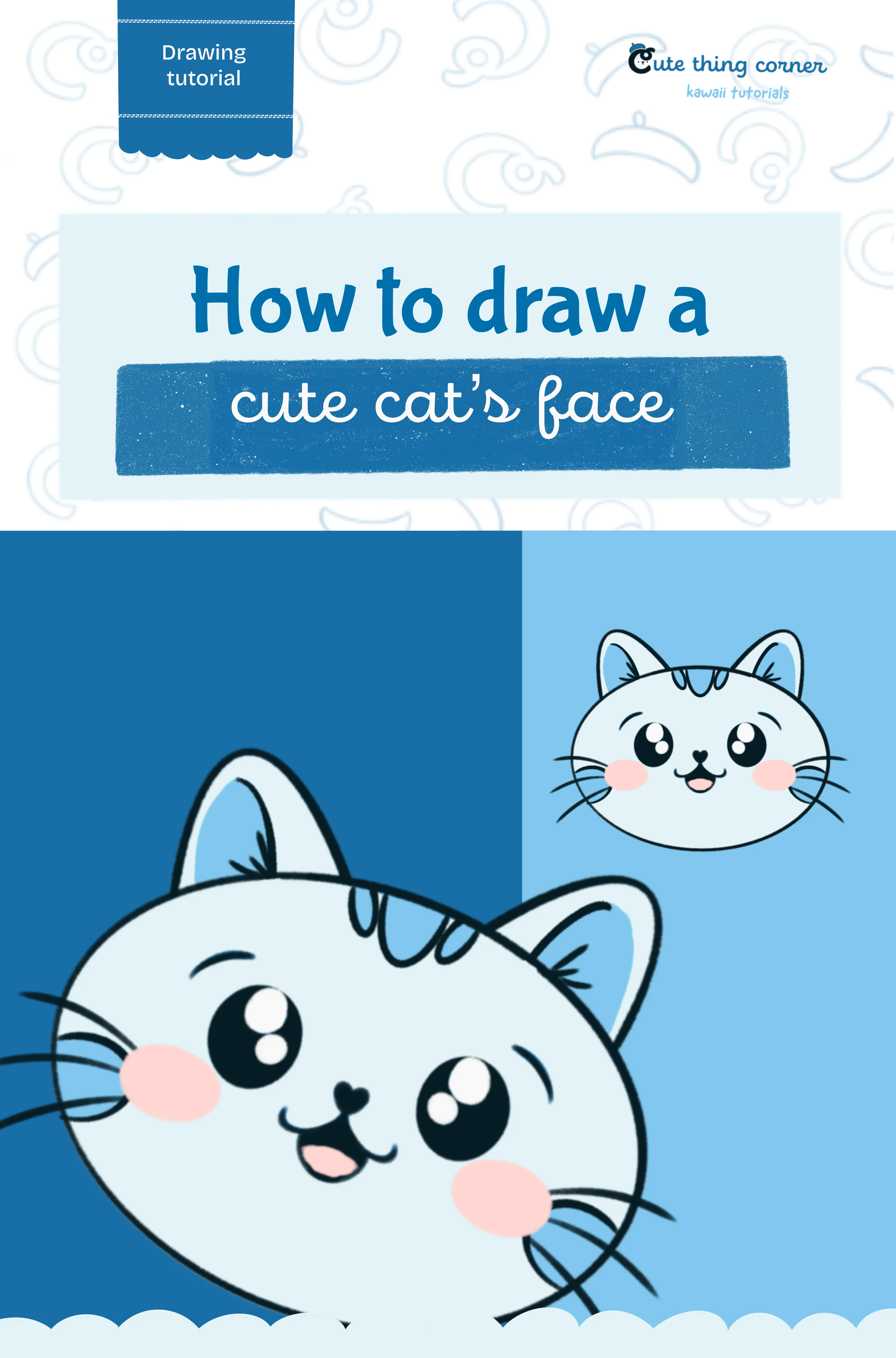 How to draw a cute cat face