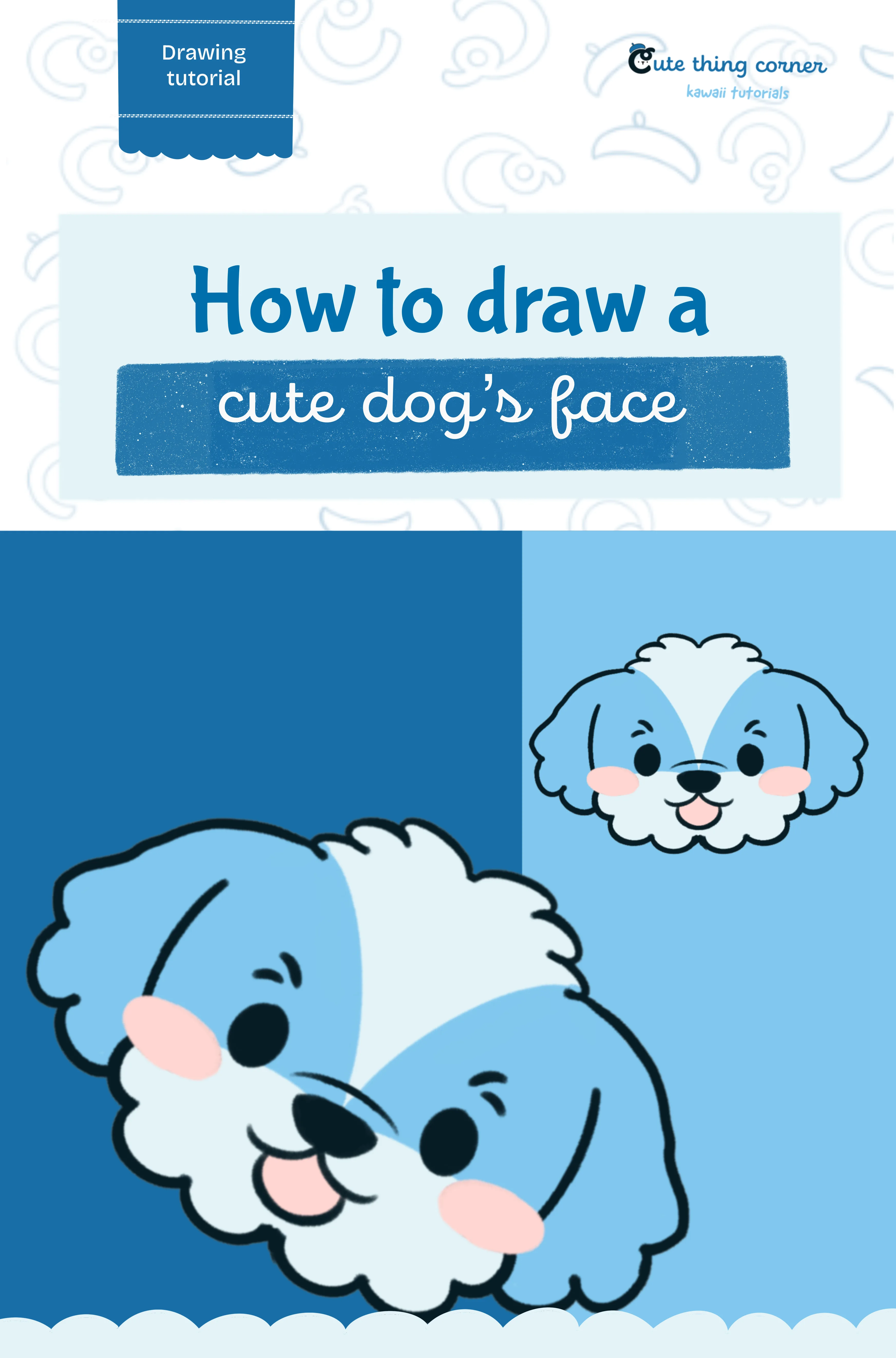 How to draw a cute dog's face (Step-by-step)