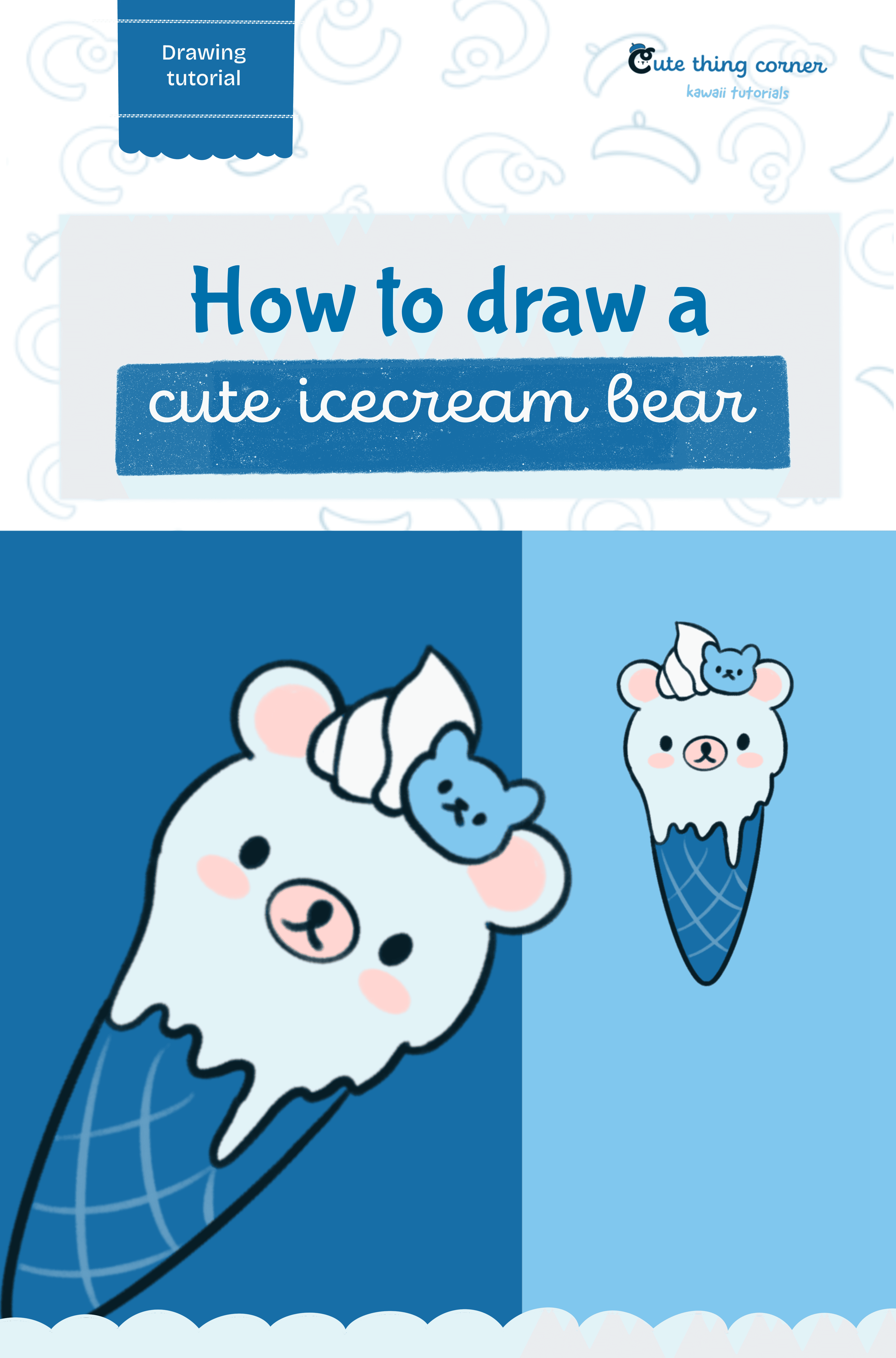 How to draw a cute icecream bear (Step-by-step)