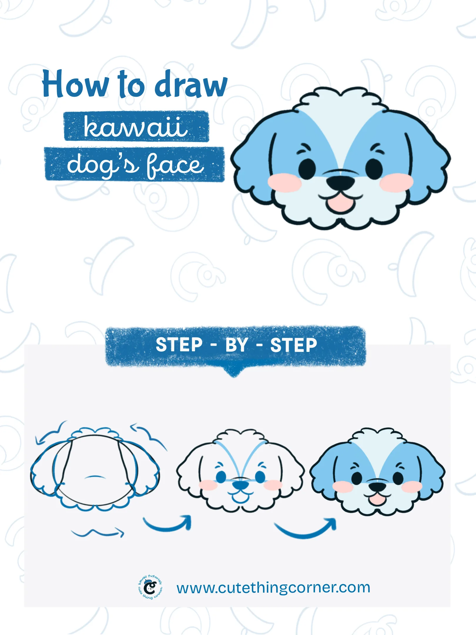 How to draw a kawaii dog's face