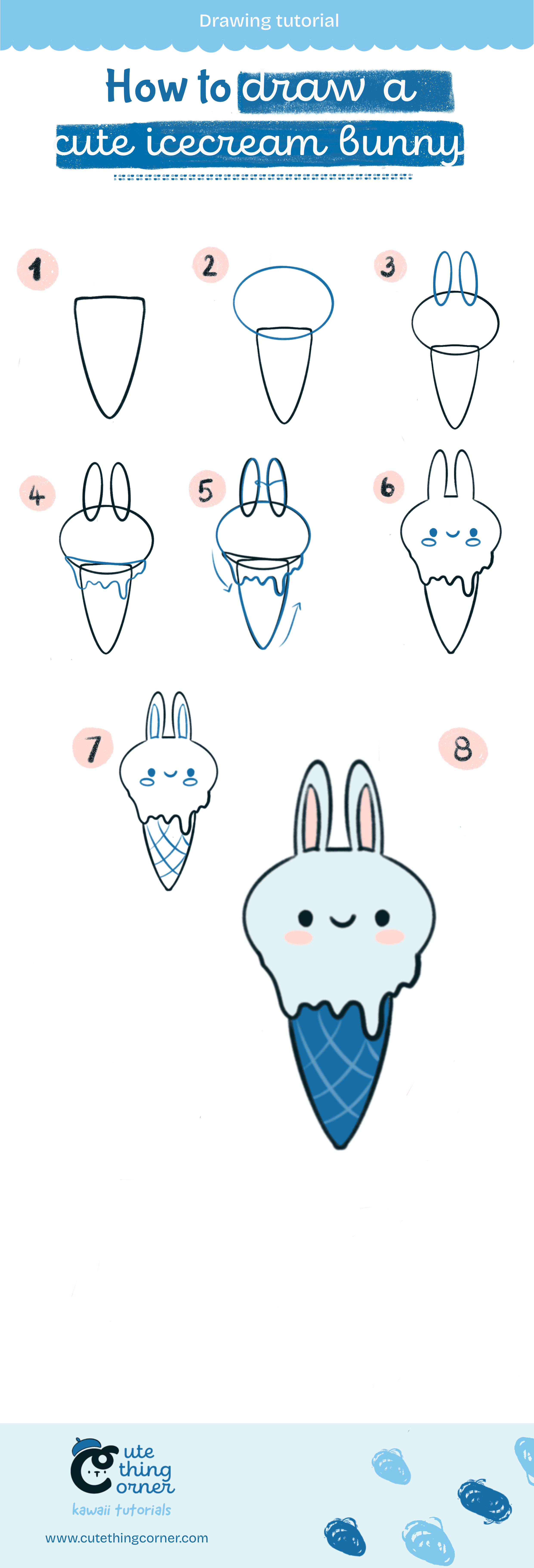 How to draw a kawaii icecream bunny