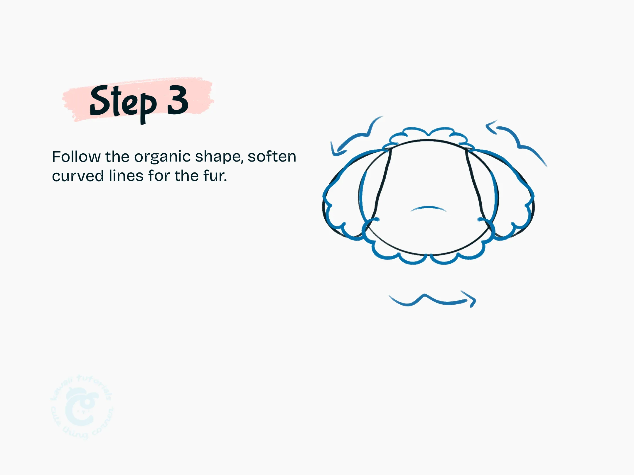 Step 3 Follow the organic shape, soften curved lines for the fur