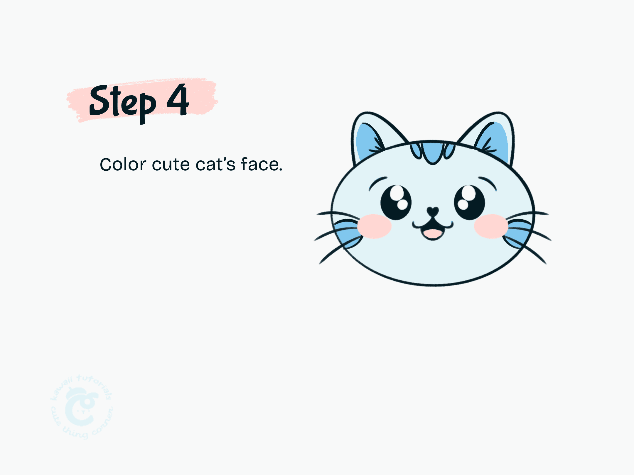 Step 4 Color cute cat's face