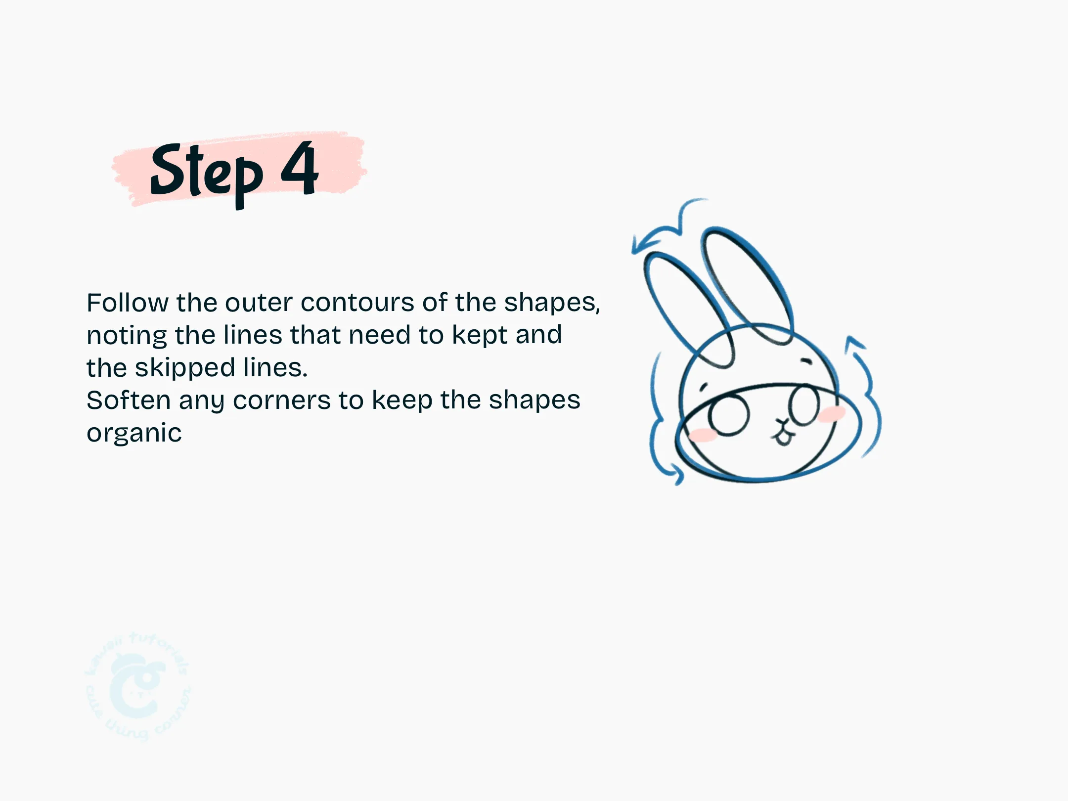 Step 4 Follow the outer contours of the shapes, noting the lines that need to kept and the skipped lines