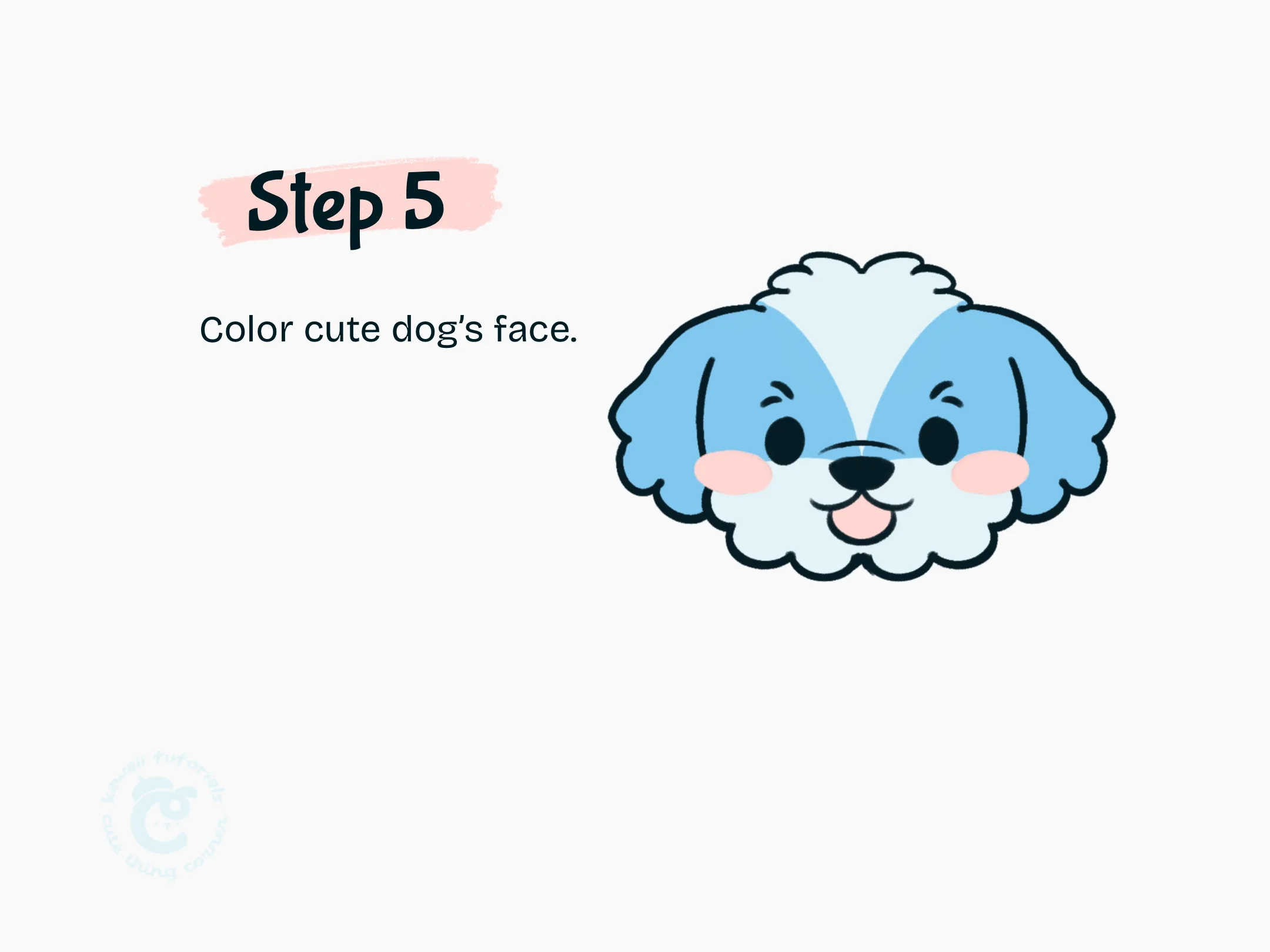 Step 5 Color cute dog's face