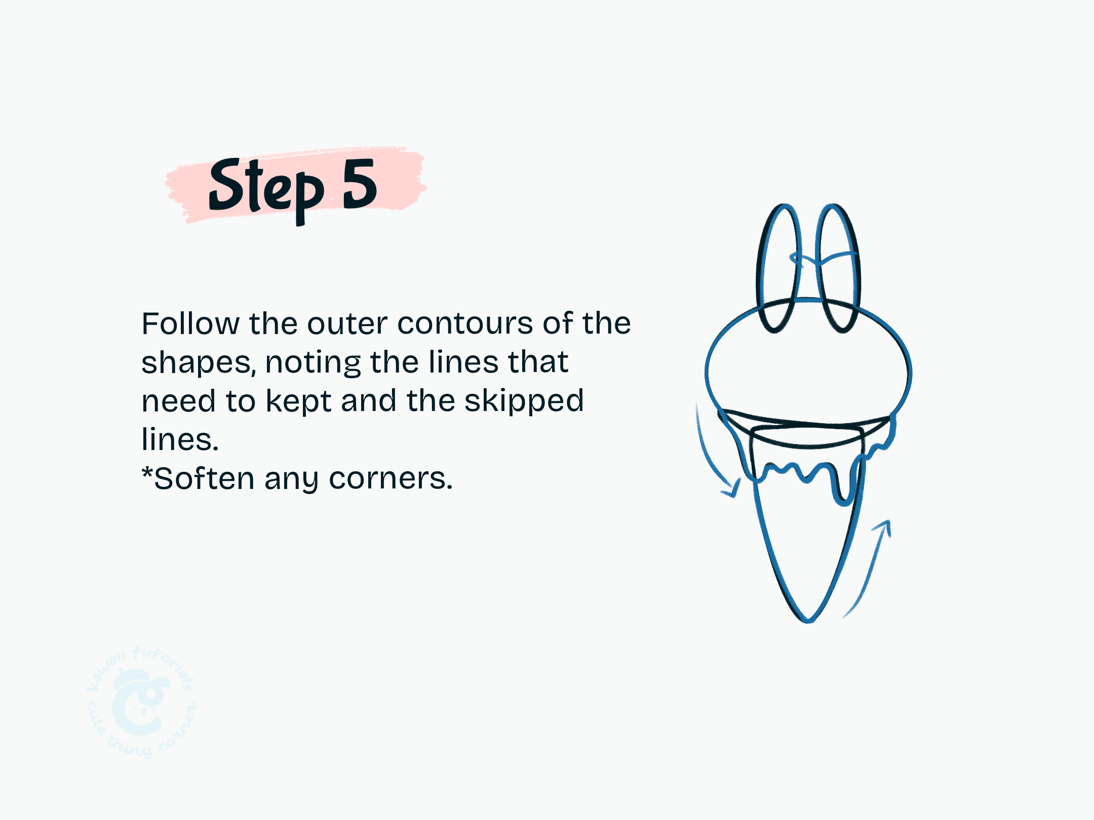 Step 5 Follow the outer contours of the shapes, noting the lines that need to kept and the skipped lines