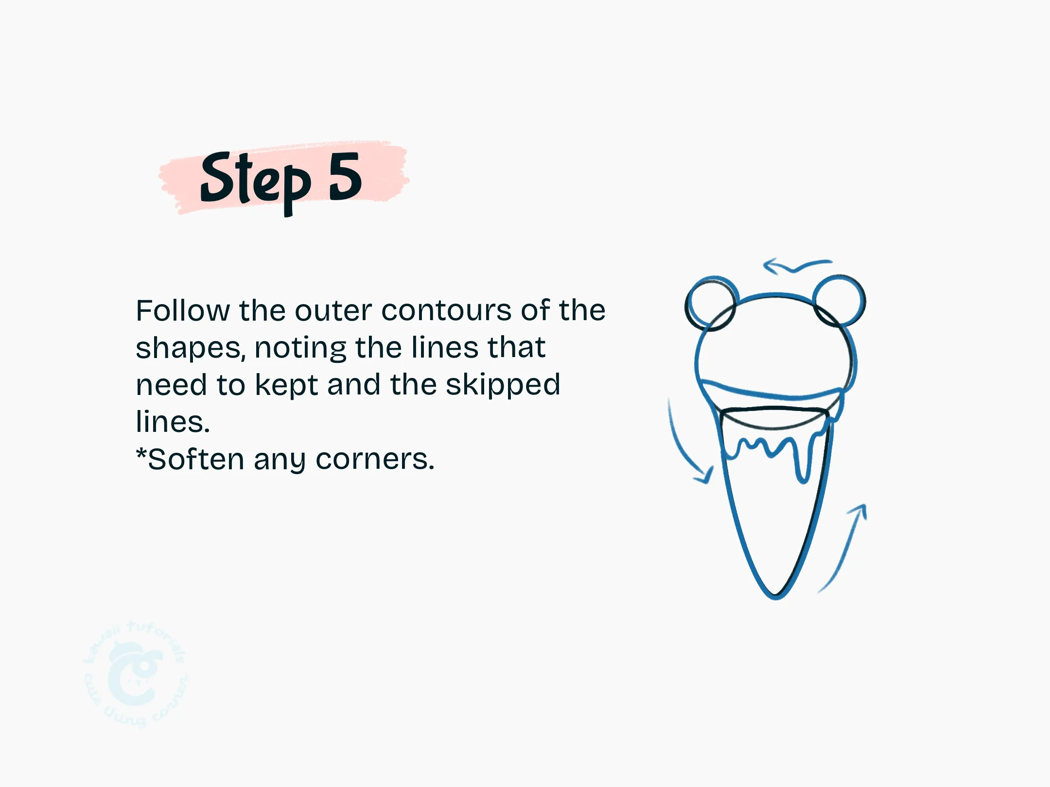 Step 5 Follow the outer contours of the shapes