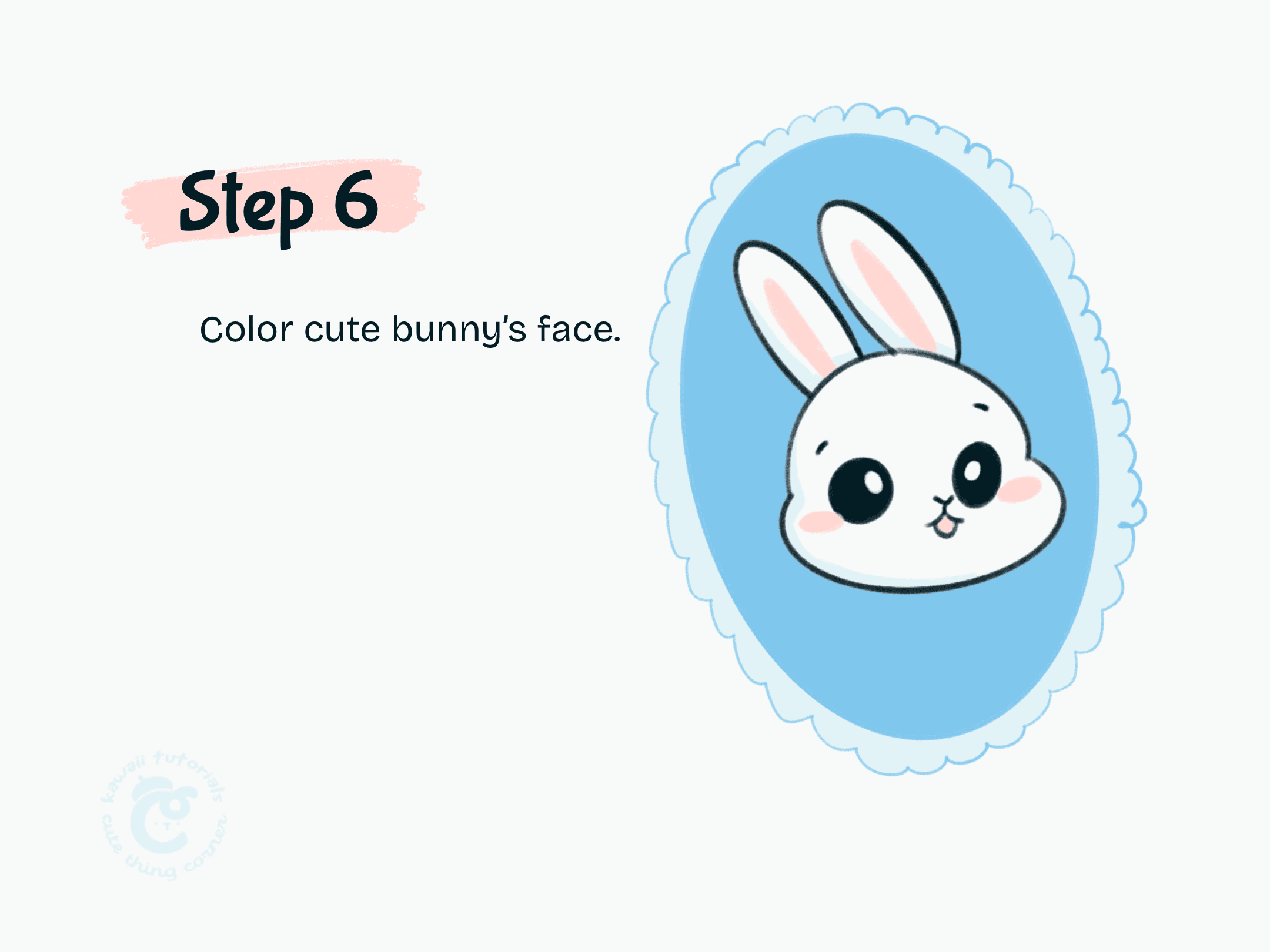 Step 6 Color cute bunny's face.