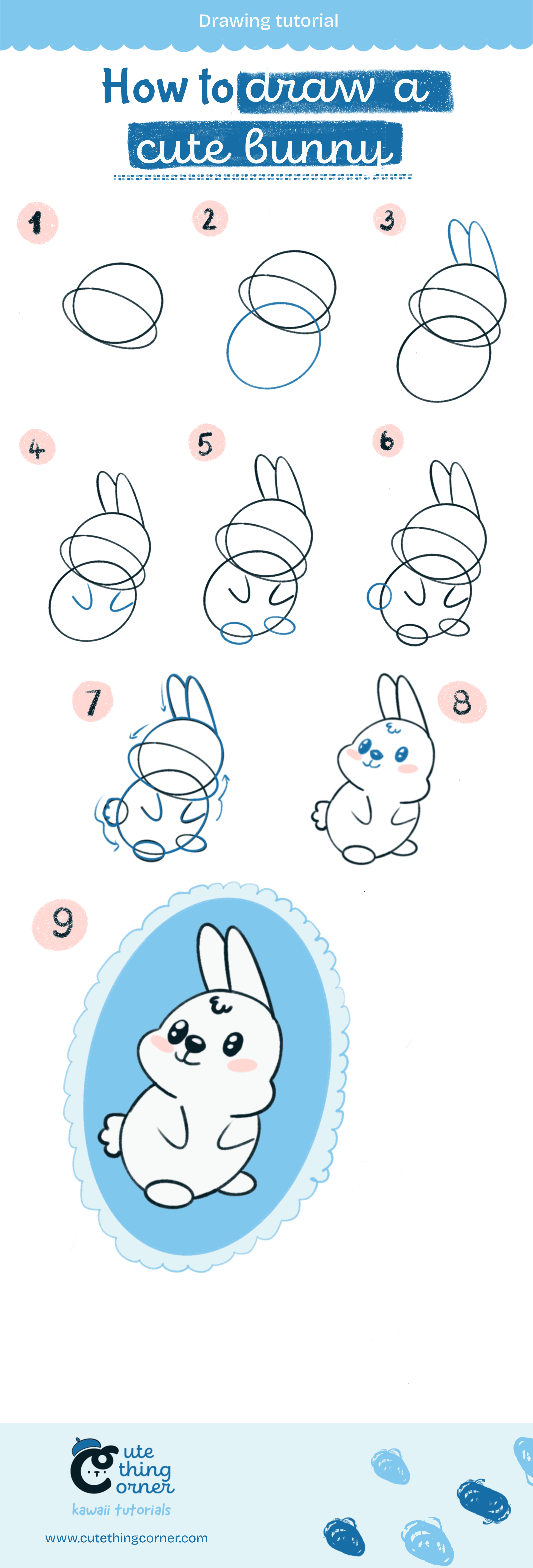 Tutorial to draw a cute bunny