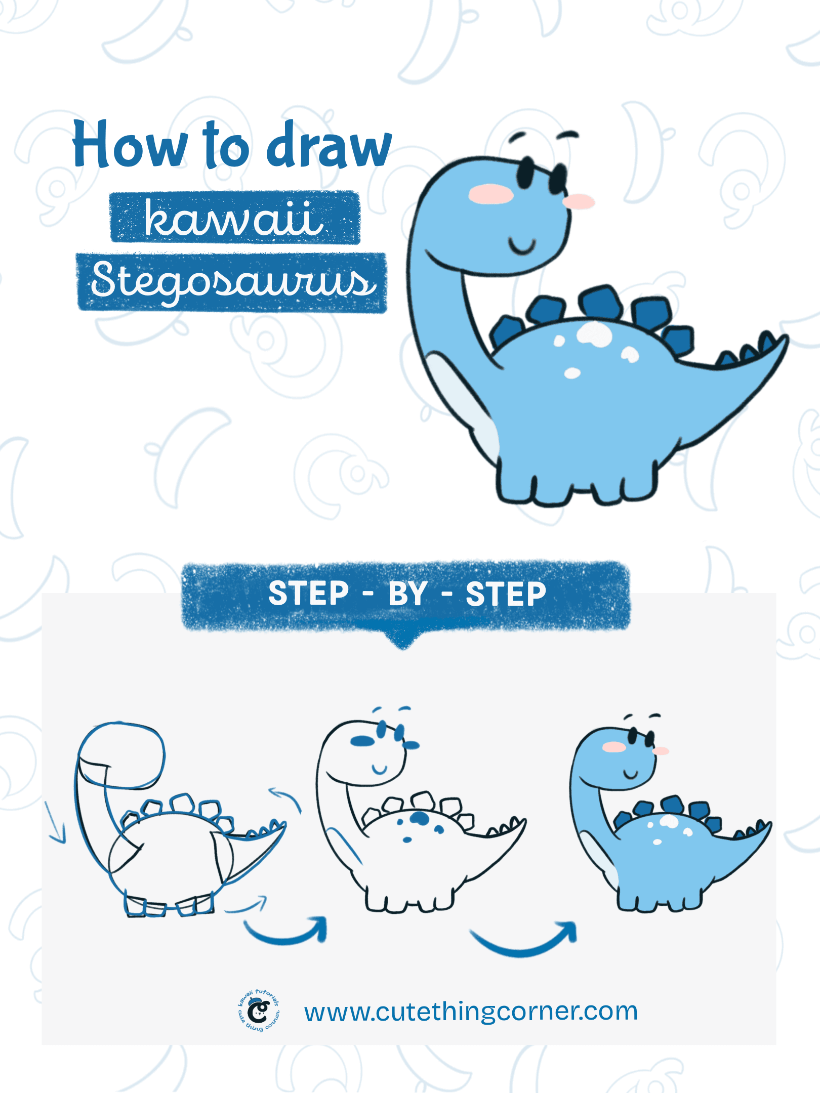 How to draw a Kawaii stegosaurus