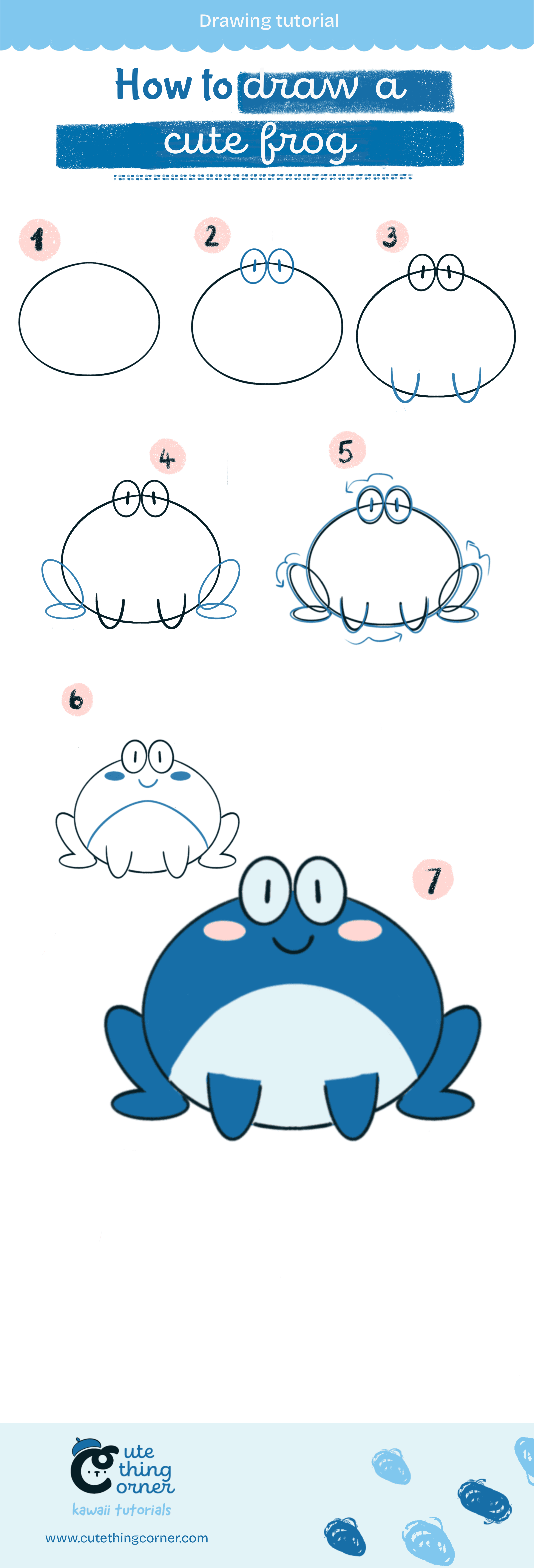 How to draw a cute frog (Step-by-step)