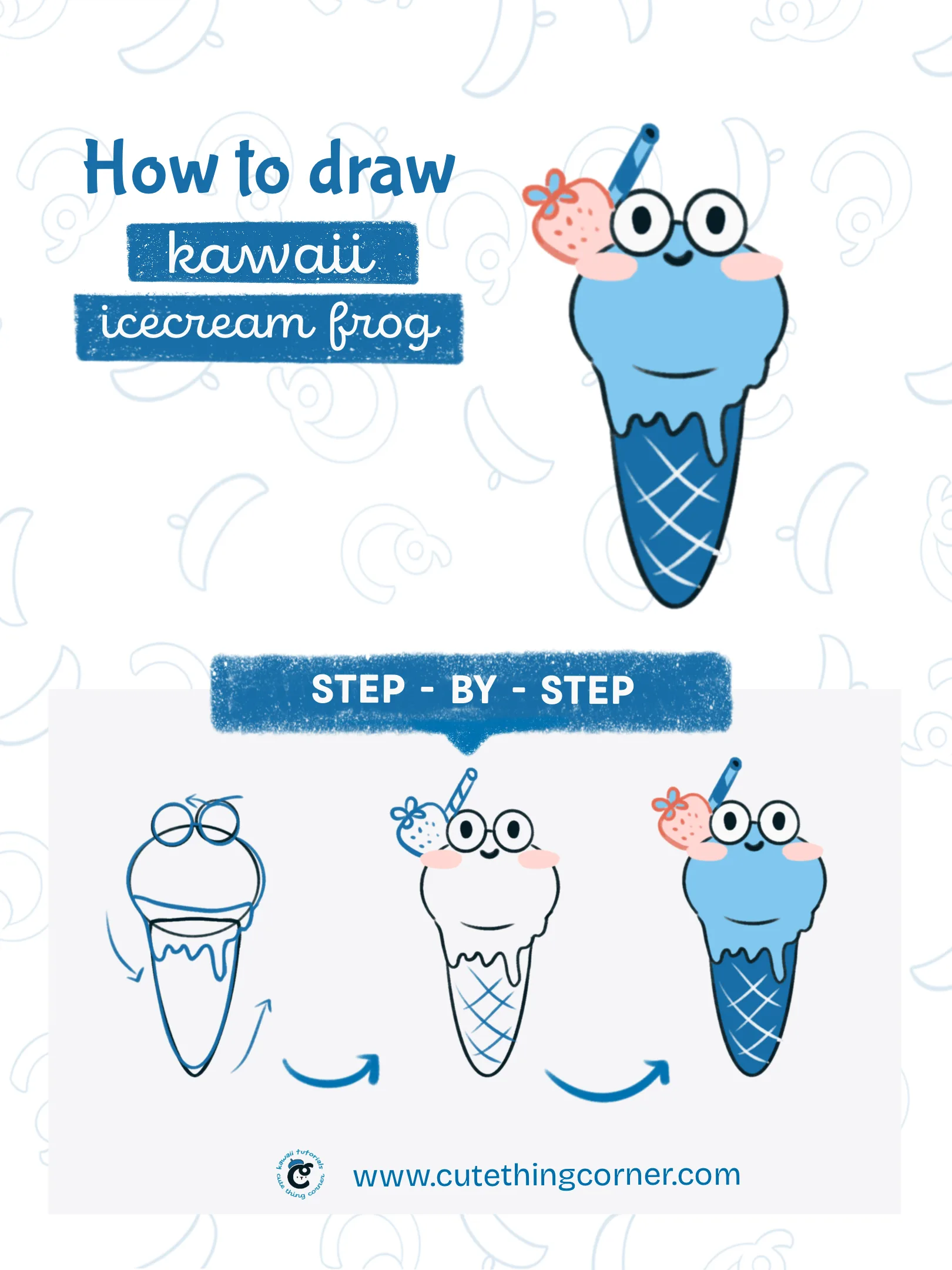 How to draw a cute frog icecream