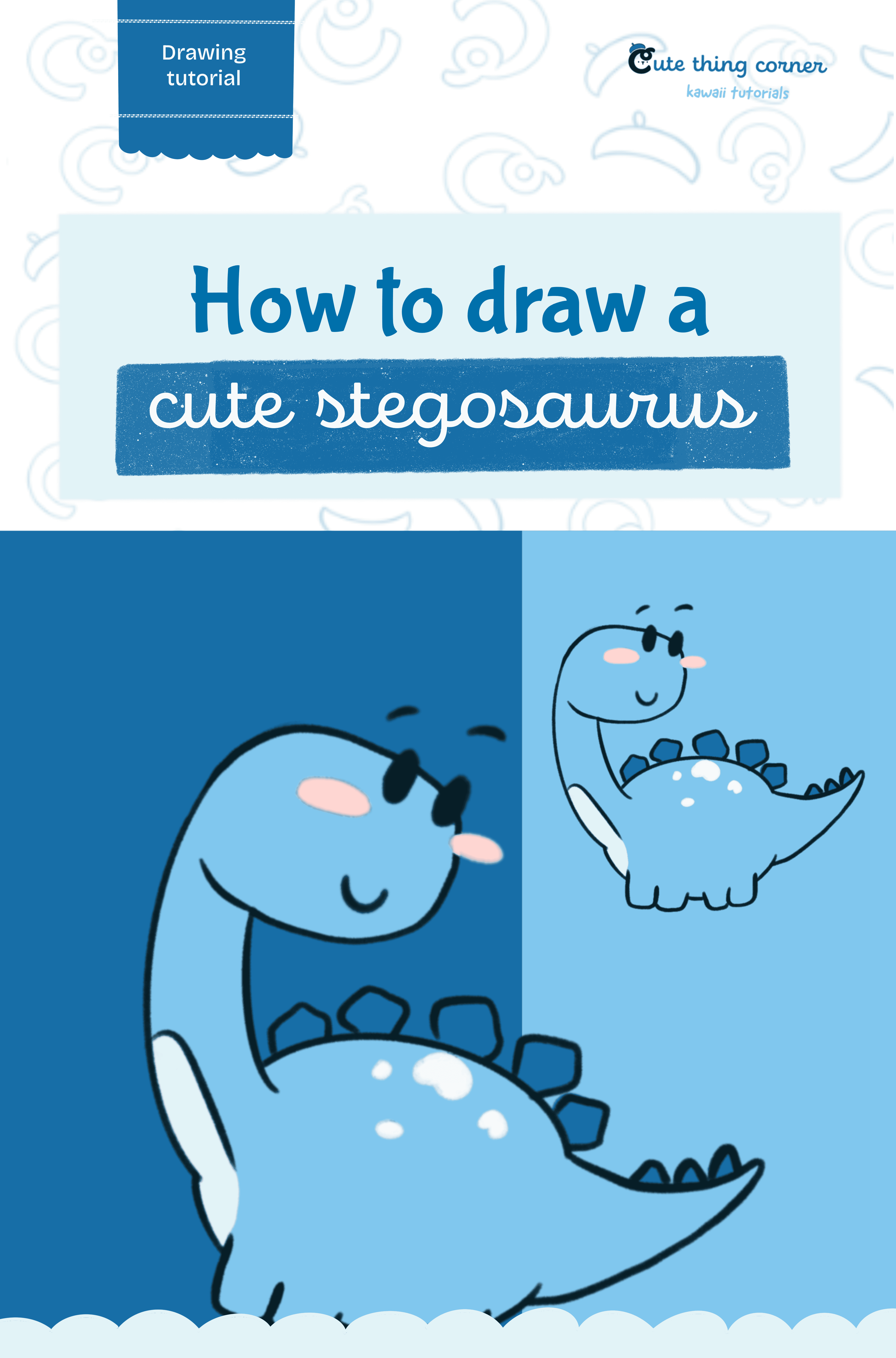 How to draw a cute Stegosaurus (Step-by-step)