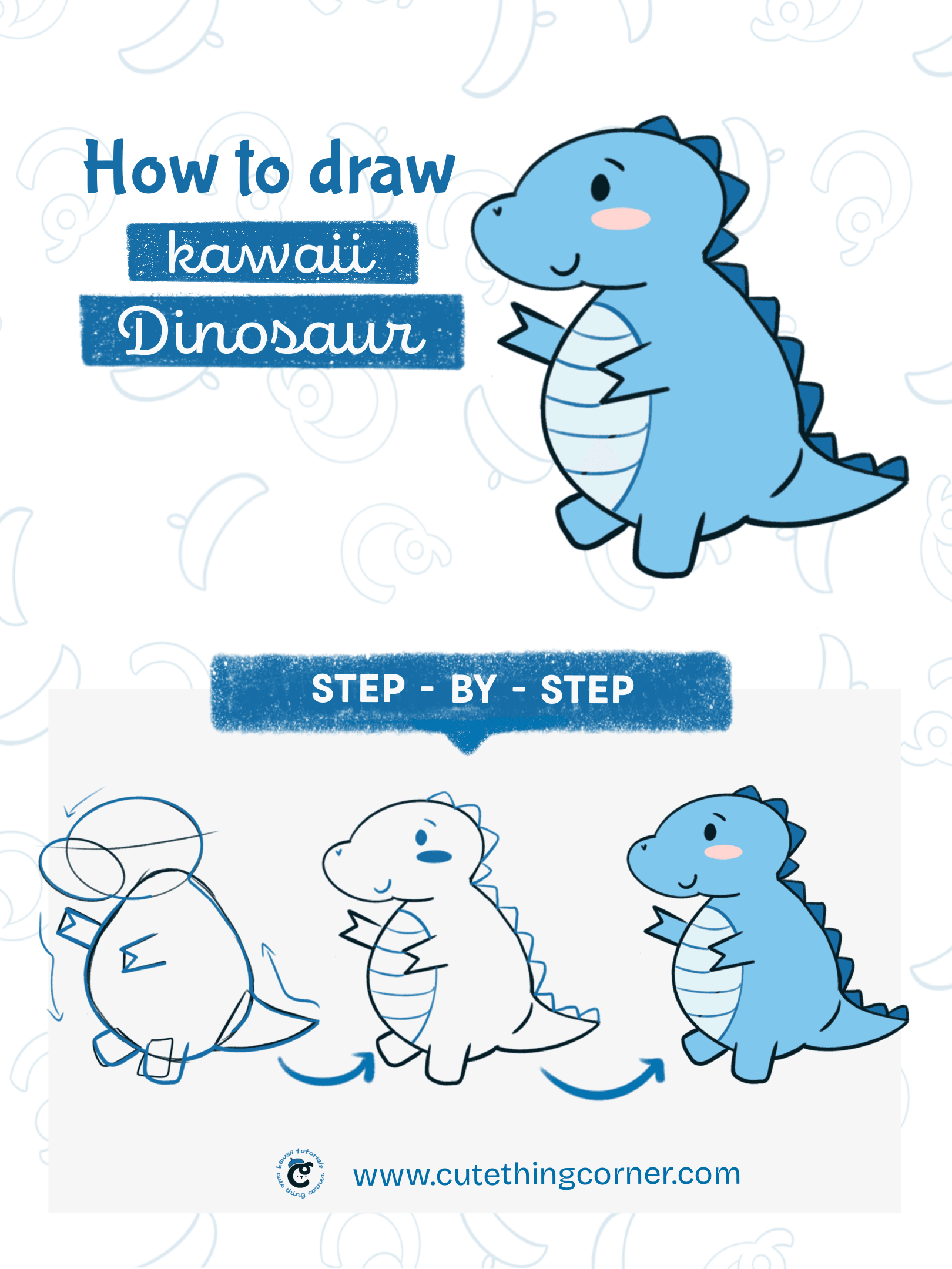 How to draw a kawaii dinosaur