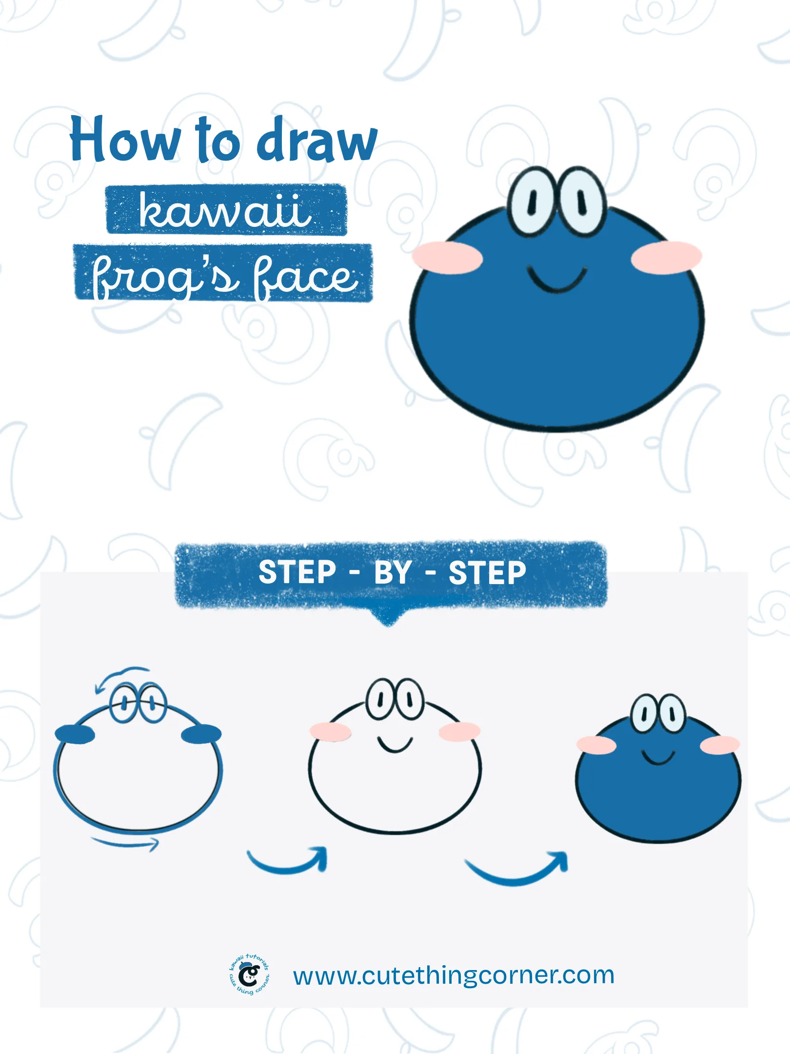 How to draw a kawaii frog's face