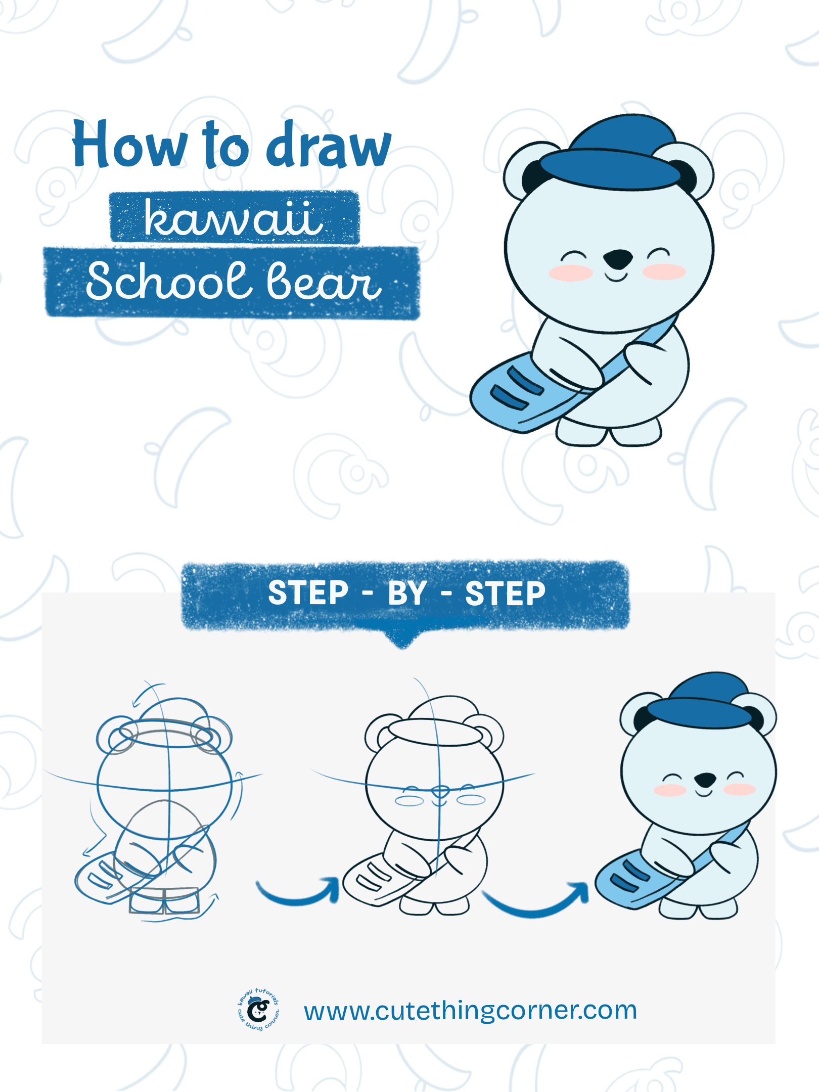 How to draw a kawaii school bear