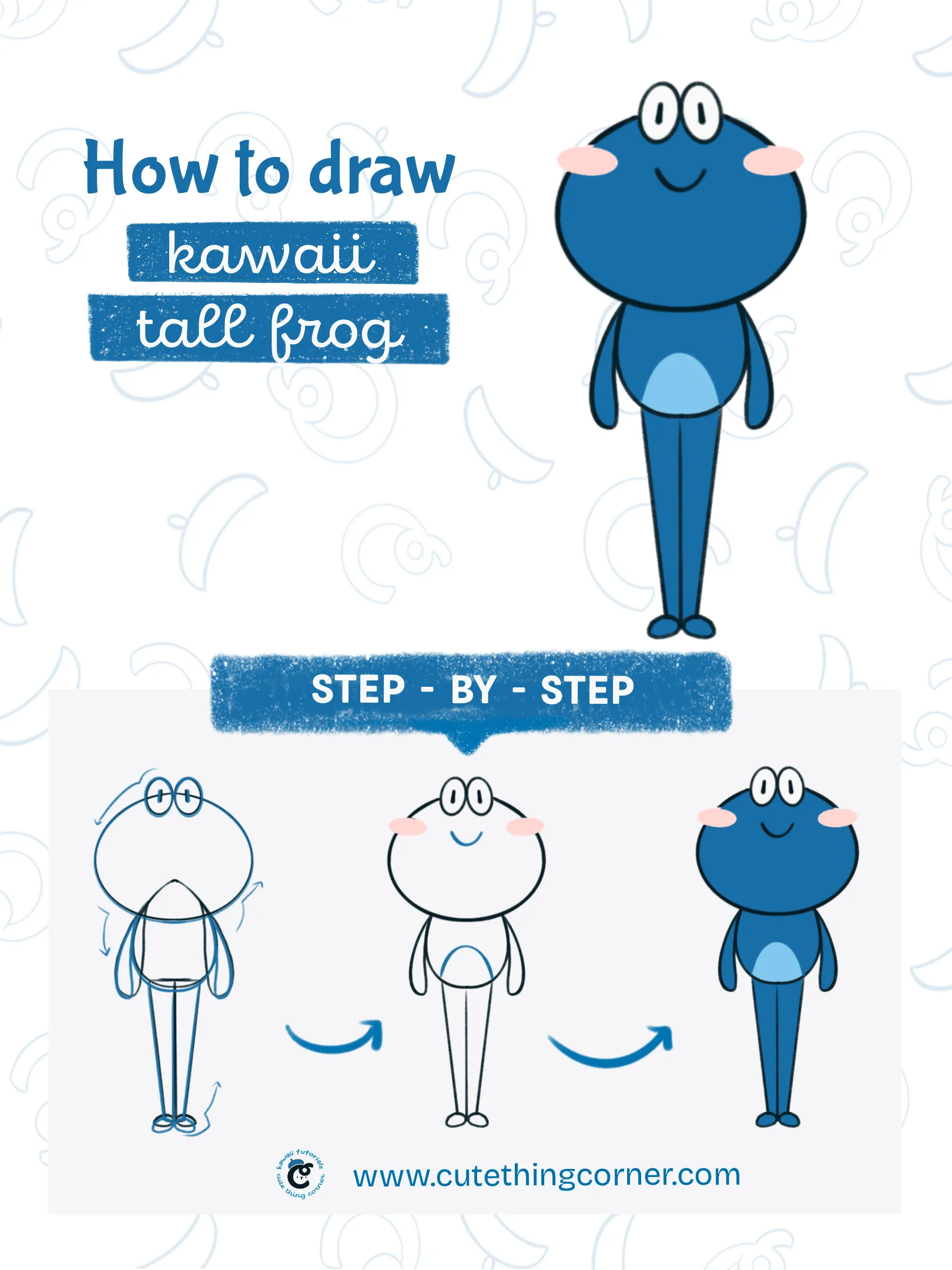 How to draw a kawaii tall frog