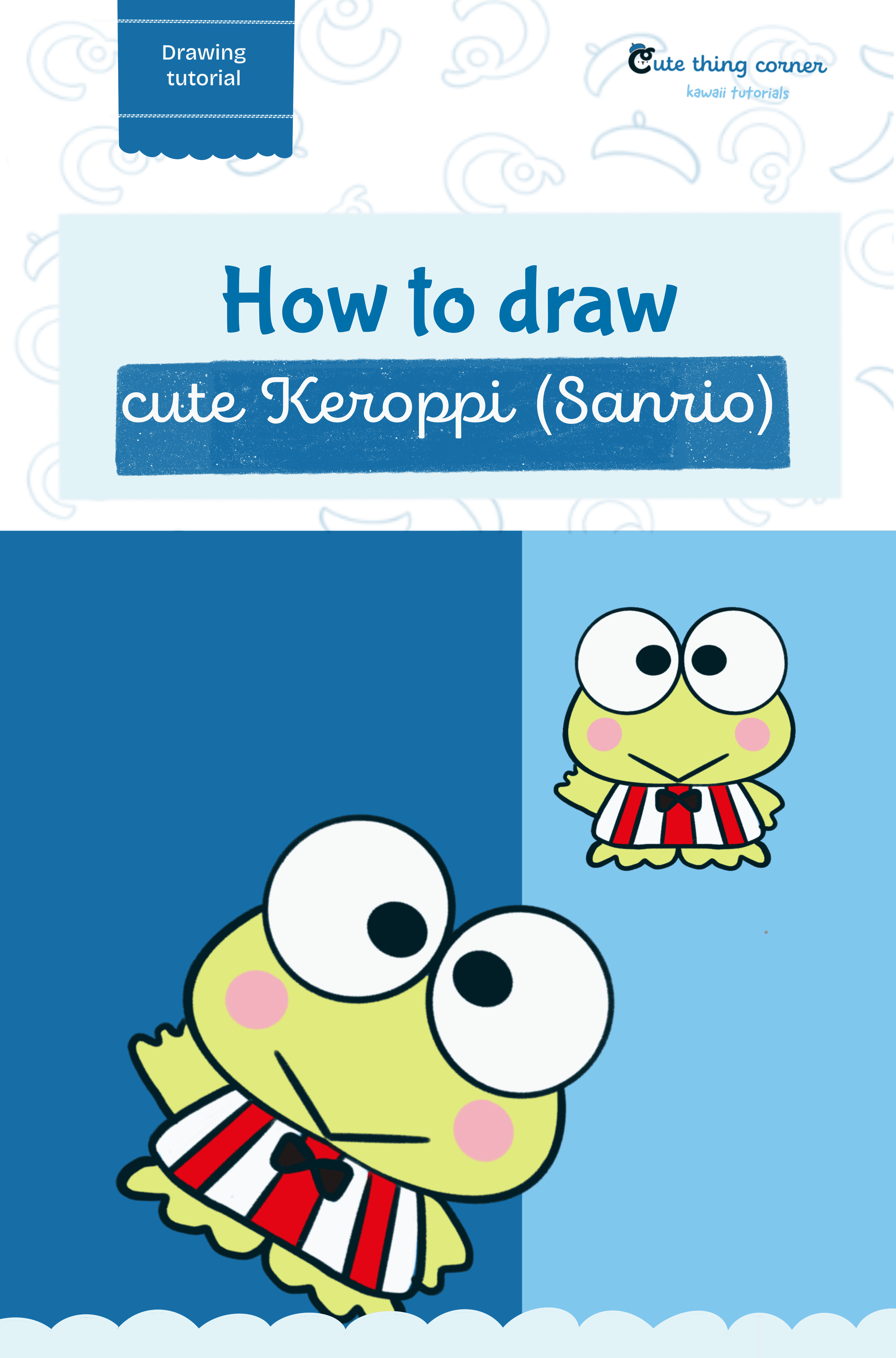 How to draw a kawaii Keroppi (Step-by-step)