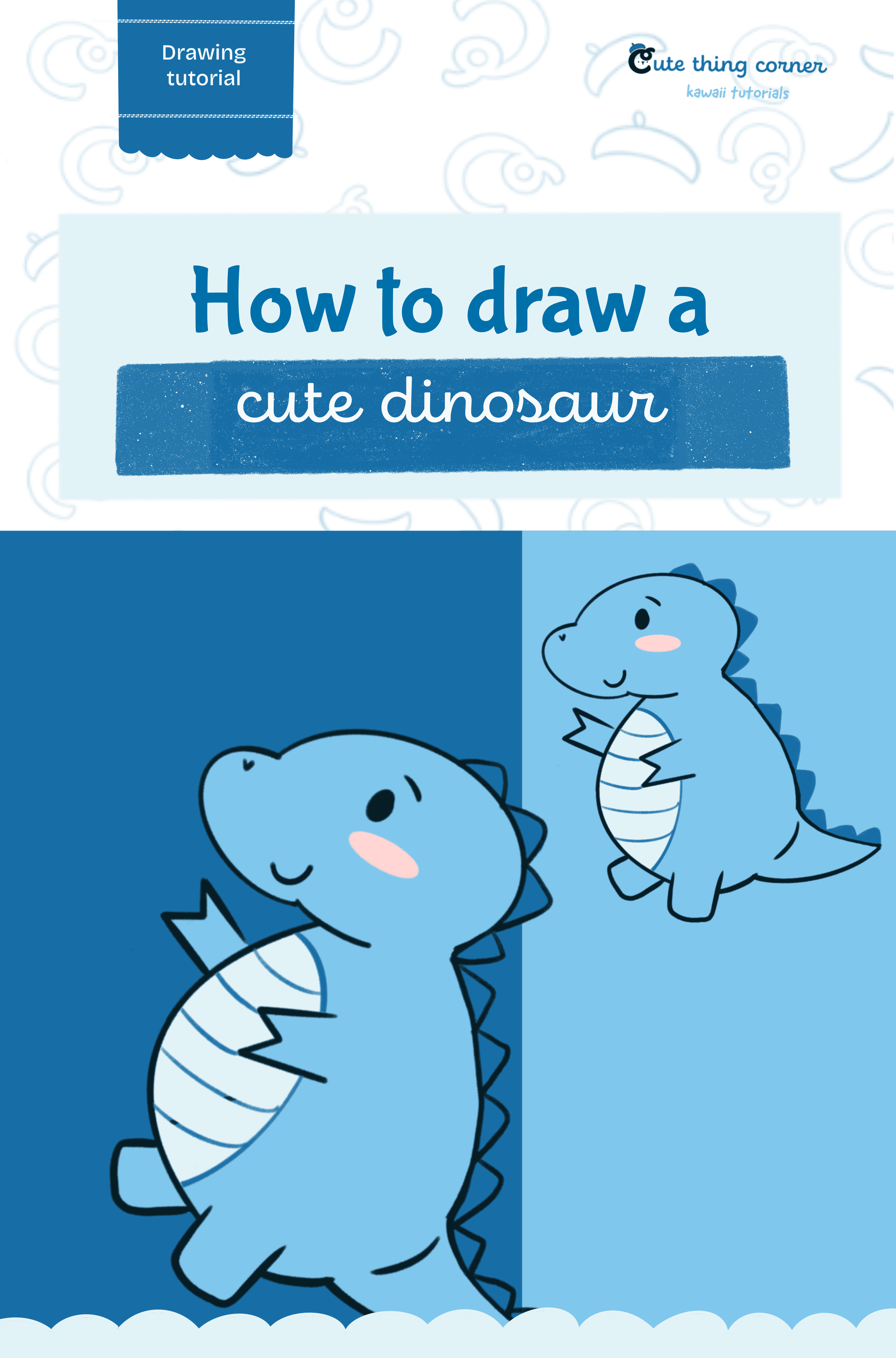 How to draw a cute dinosaur (Step-by-step)