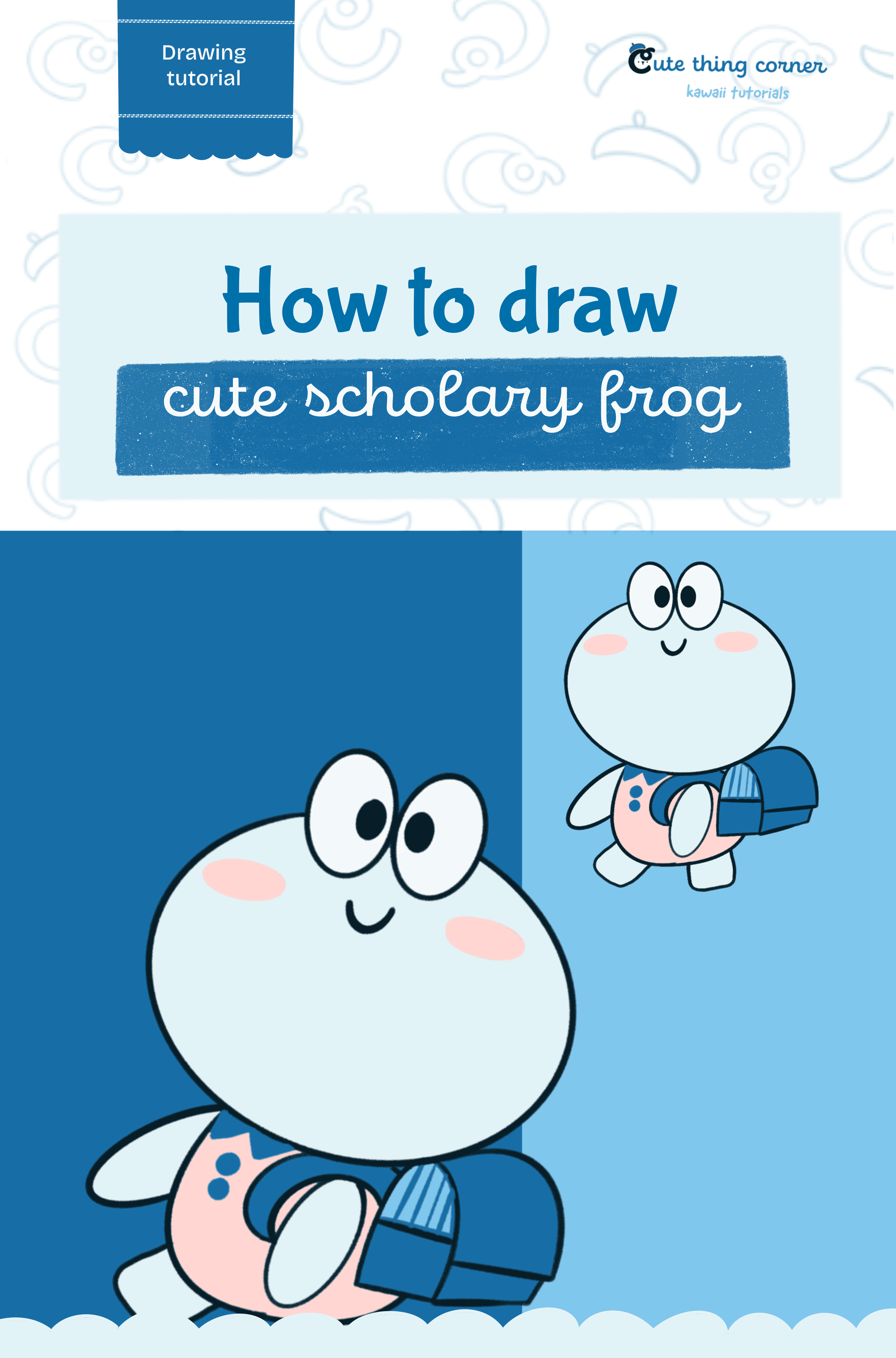 How to draw a cute school frog (Step-by-step)