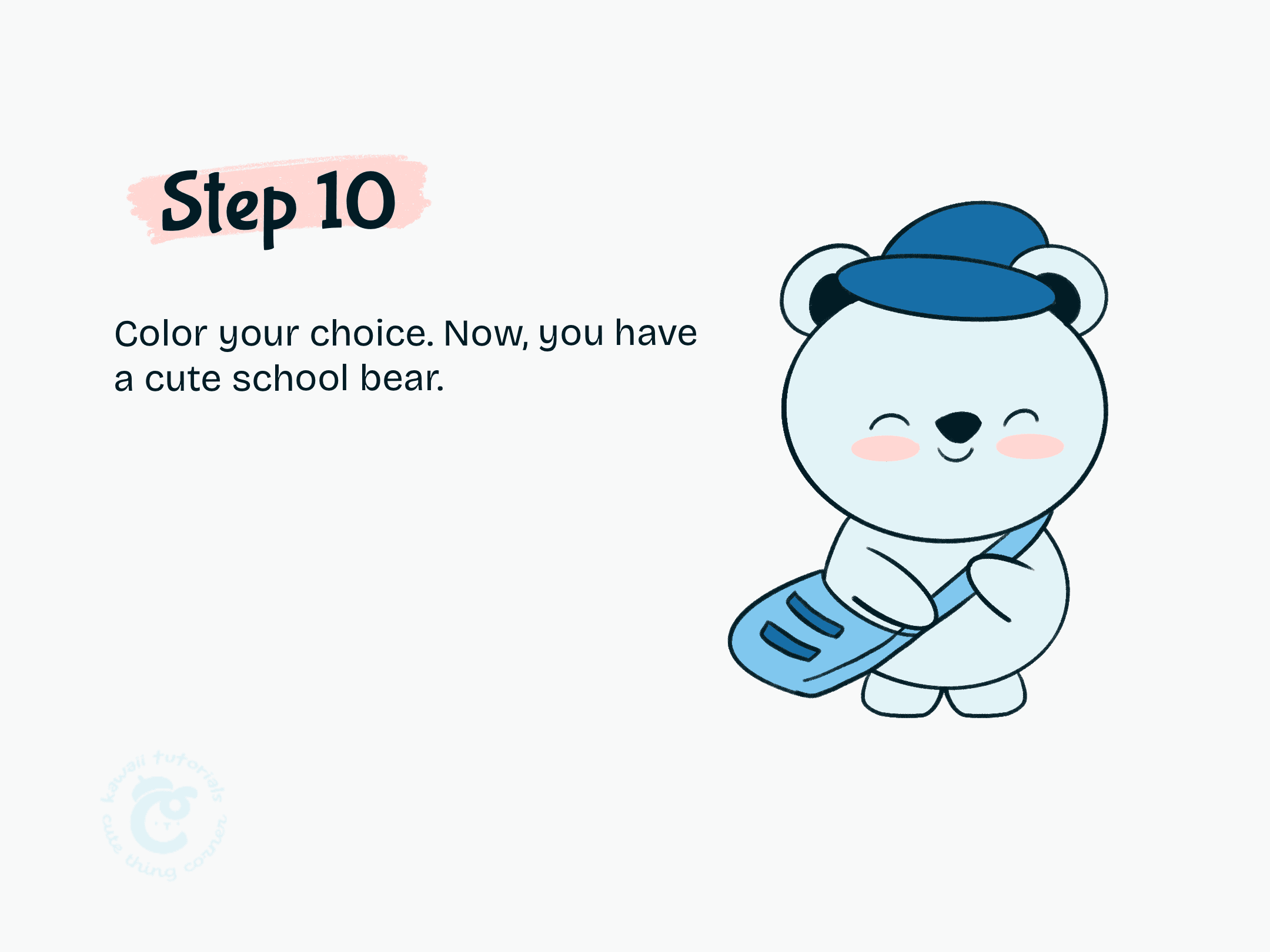 Step 10 Color your cute school bear