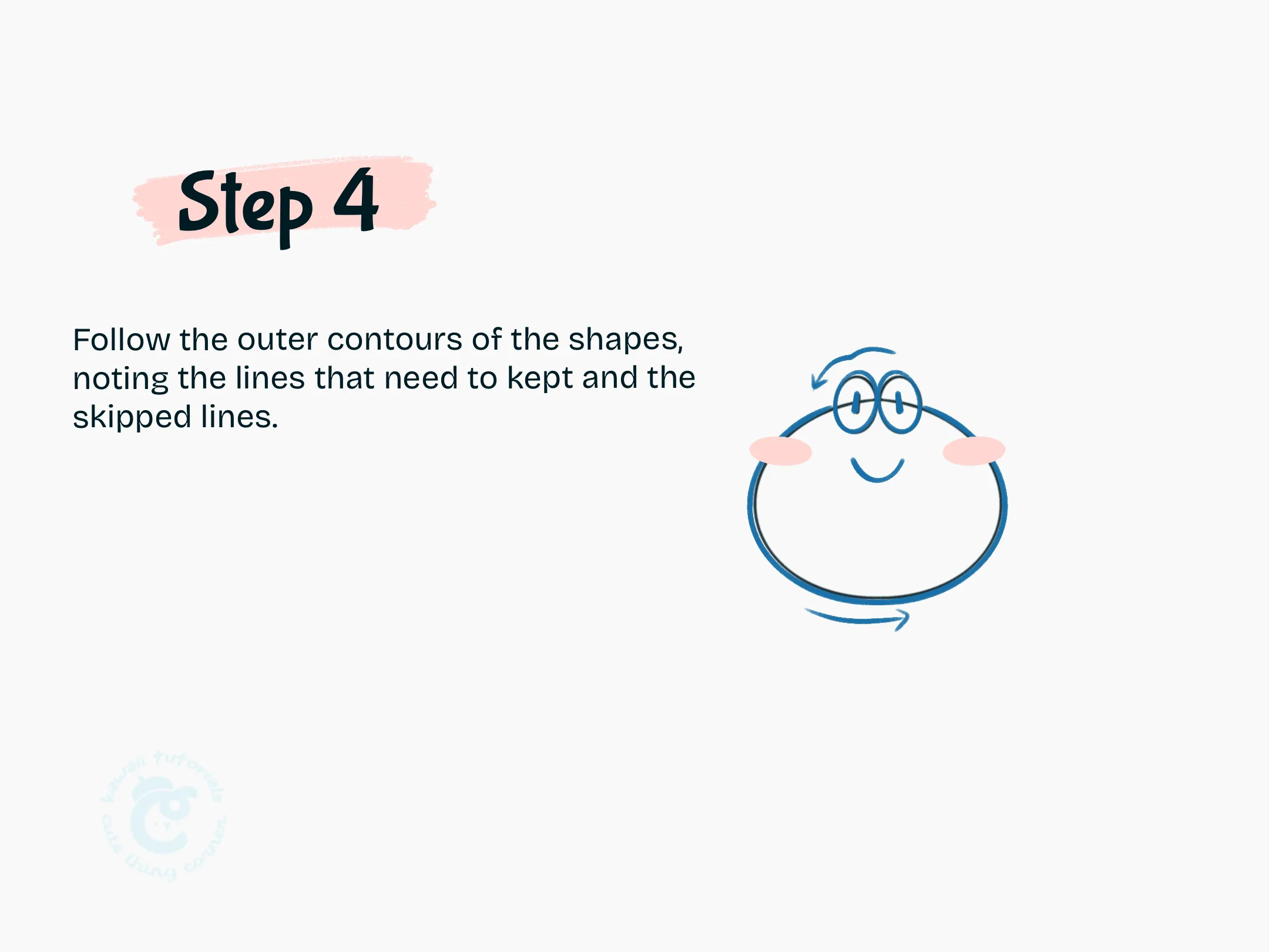 Step 4 Follow the outer contours of the shapes, noting the lines that need to kept and the skipped lines.